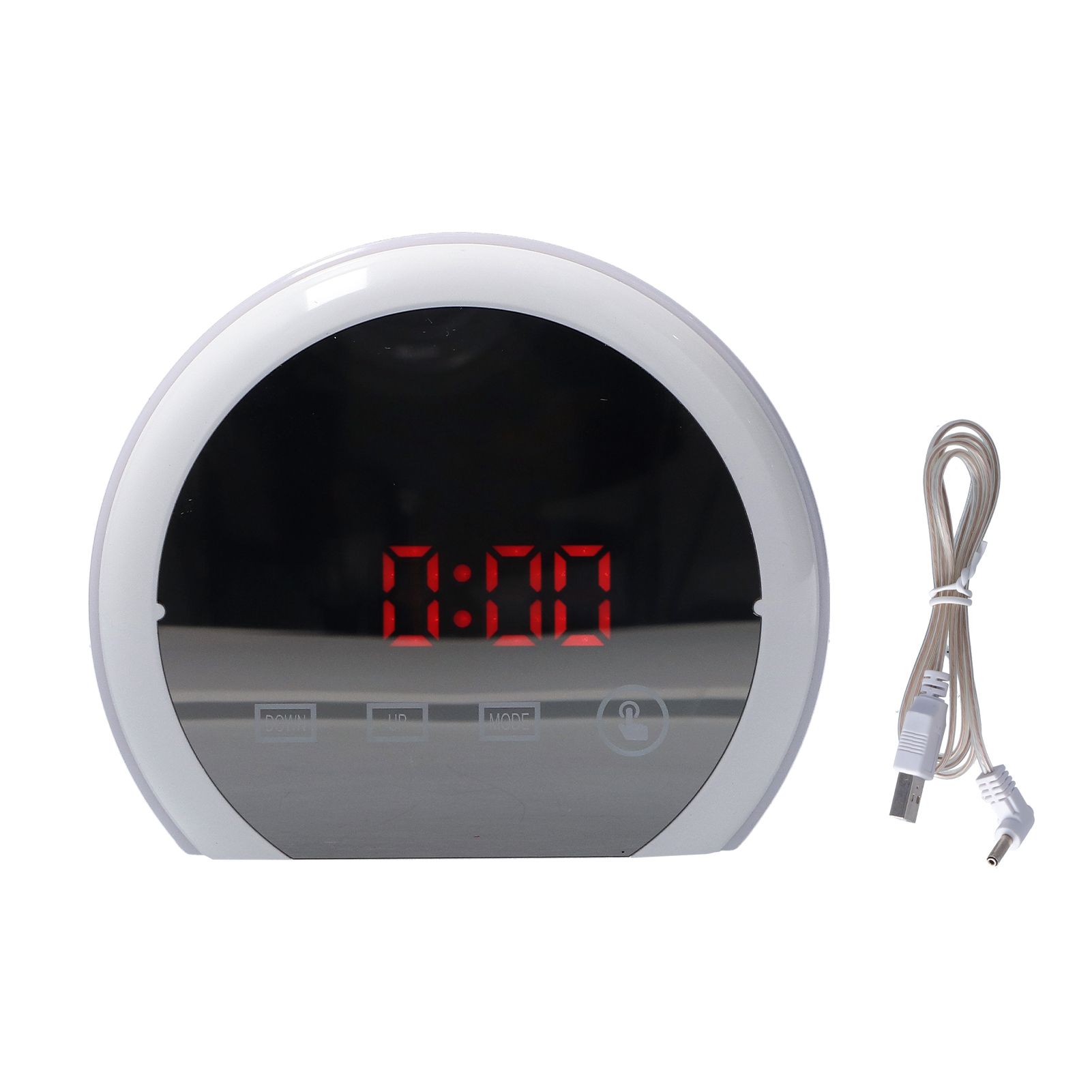Digital LED Mirror Clock with 7 Color Lighting Snooze Alarm Clock Temperature Date Time DisplayRed Word