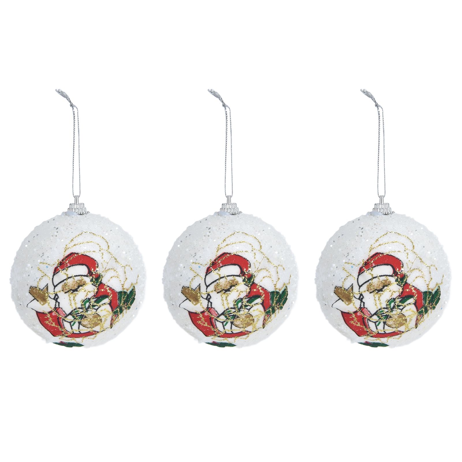 3PCS Christmas Ball Foam Hanging Christmas Tree Ornament for Festival Party DecorationWhite