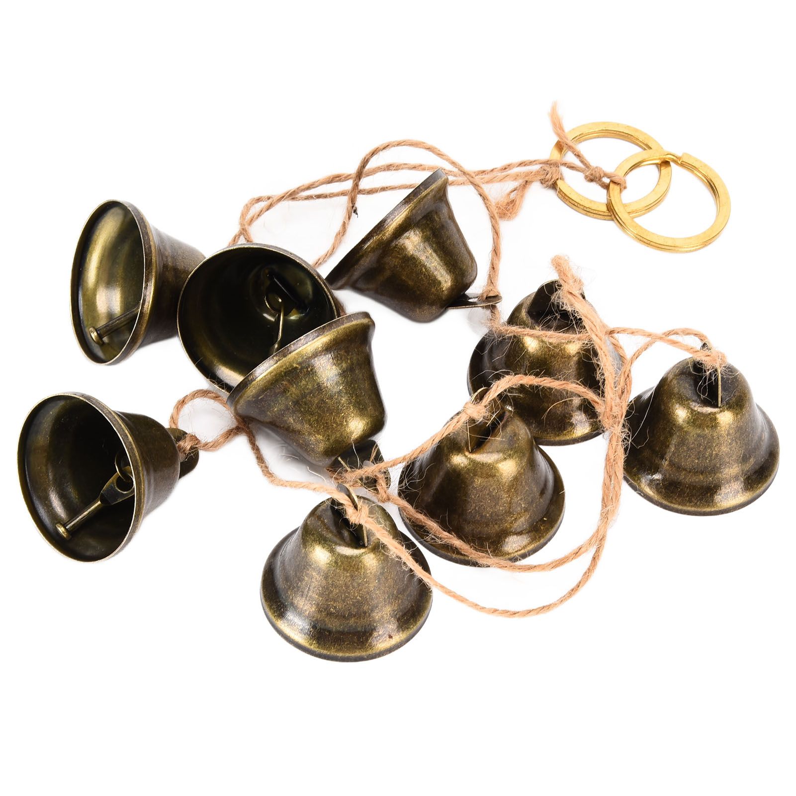 Hanging Bells String Handicrafts Decorative String of 9 Iron Vintage Christmas Bells for Home Office Wall