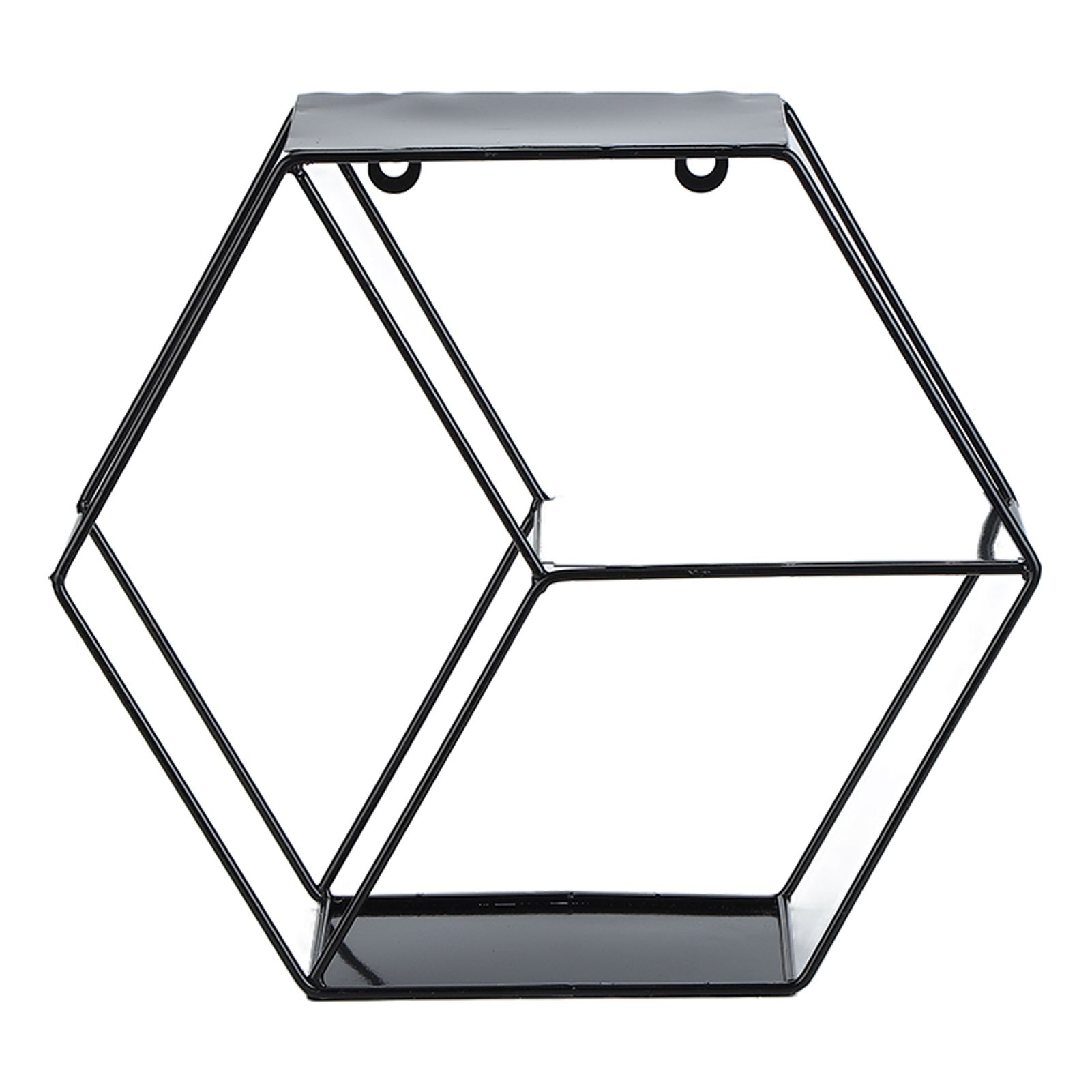 Hex Shelves Simple Wrought Iron Hexagonal Bedroom Living Room Office Wall Shelf DecorationBlack