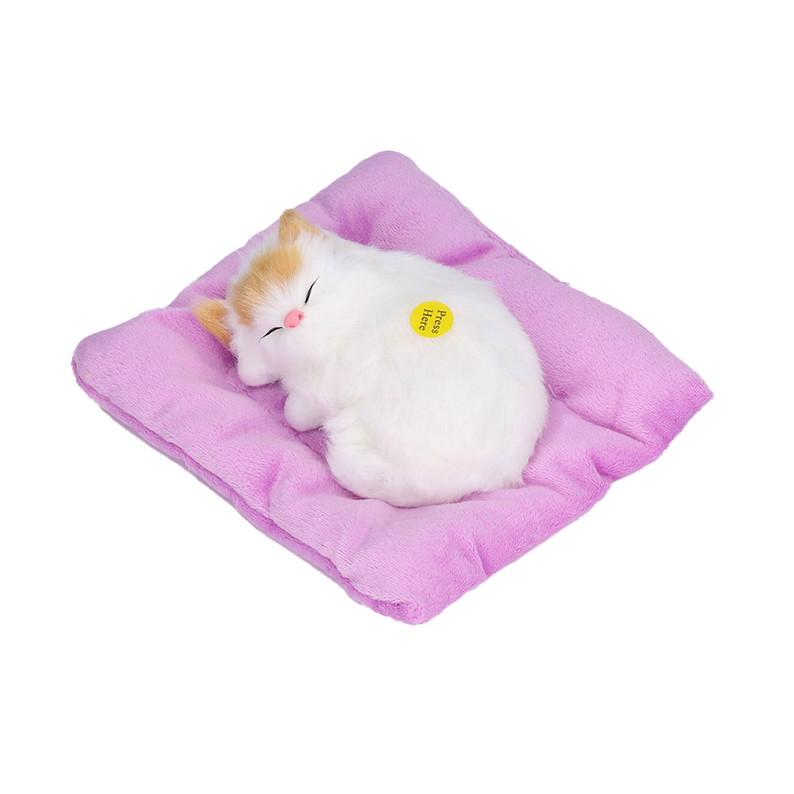 Fake Cats Sleeping Kitten Doll Toy Simulation Sleeping Cat On Pad Interactive Pet Toy with Sound Active CarbonYellow Ear Cat Shape