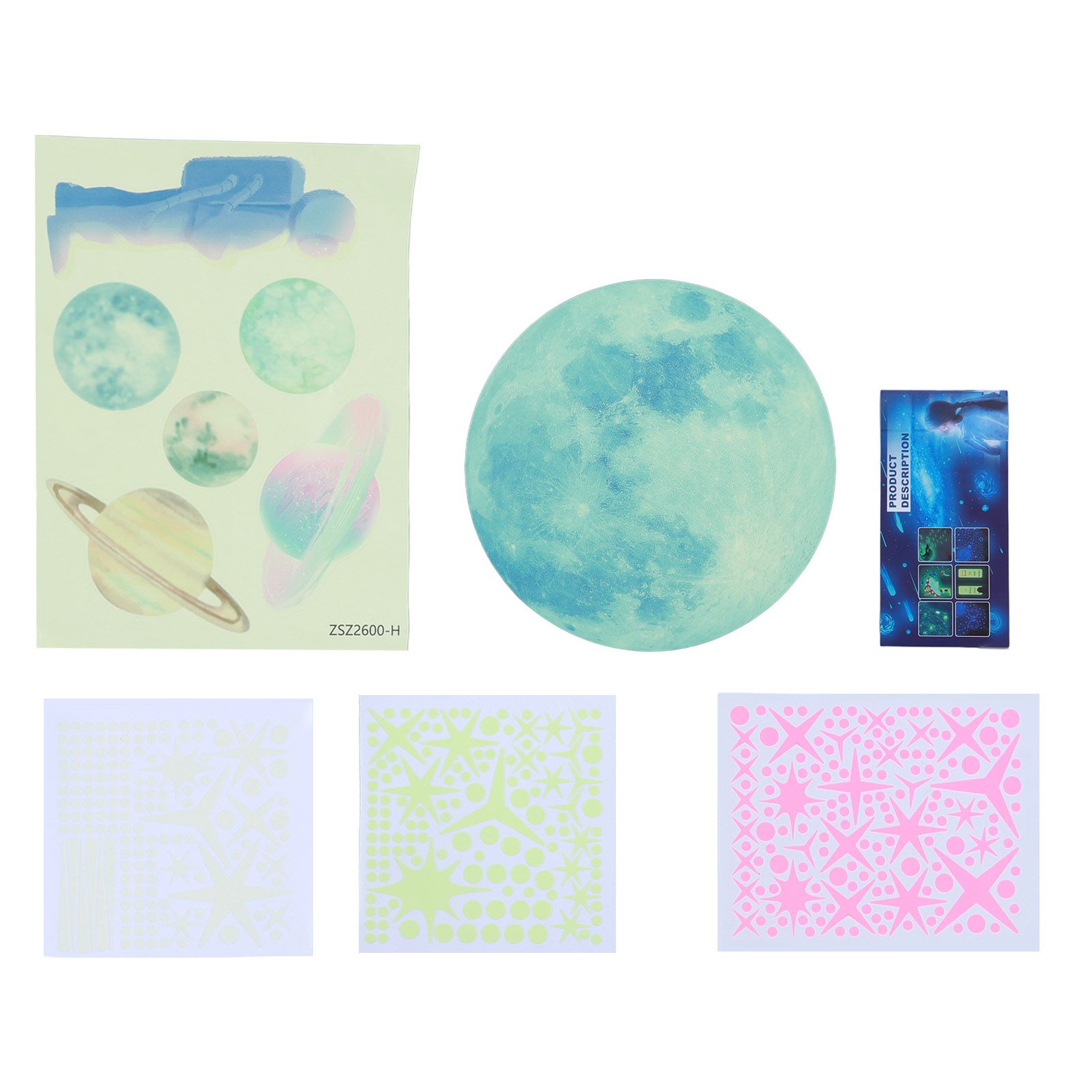 Glowing Stars Astronaut Wall Decals Solar System Planets Stickers for Kids Girls Boys Bedroom Decoration