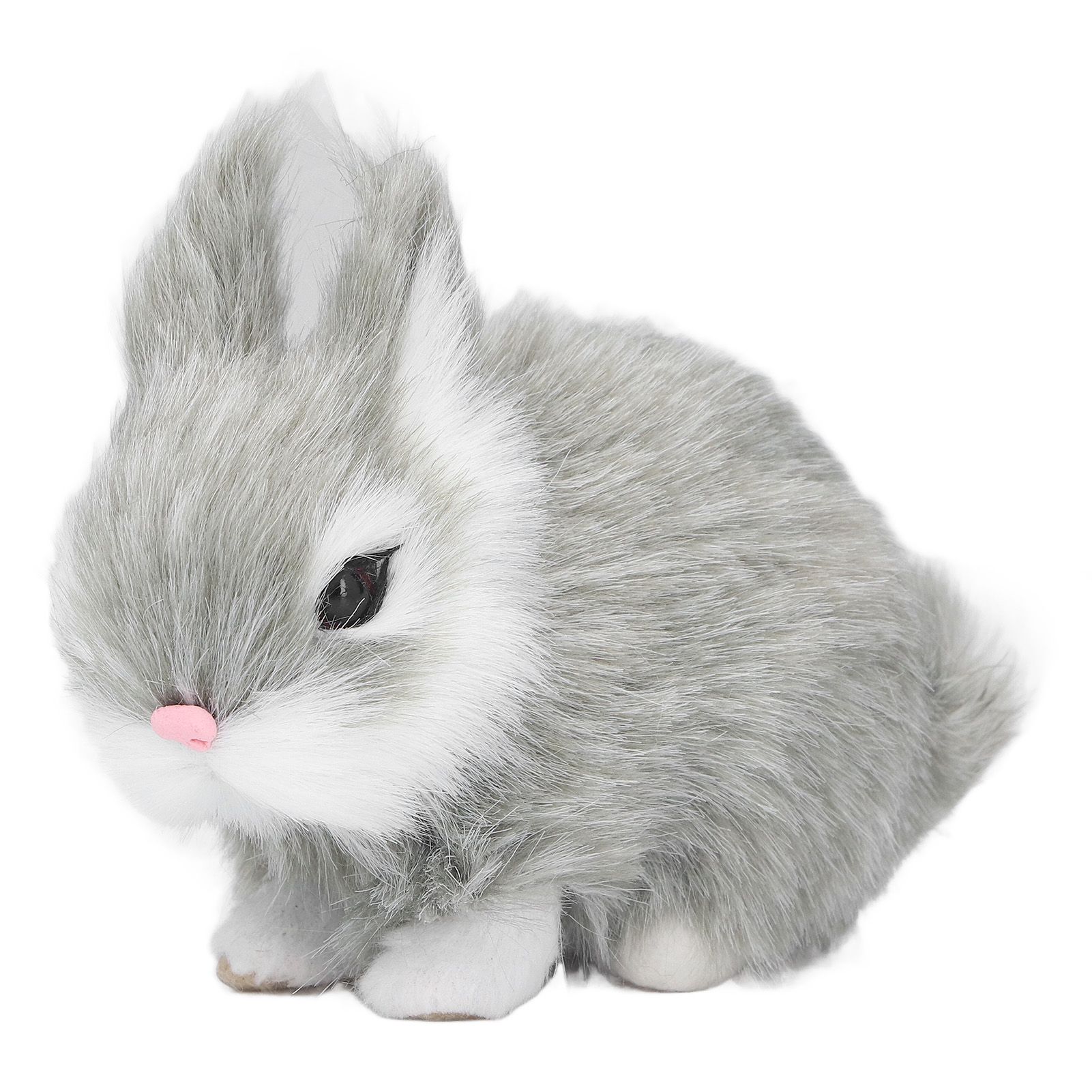 Miniature Plush Rabbits Plastic Plush Material Soft Comfortable Durable Rabbits Stuffed Doll for Table DecorationGrey