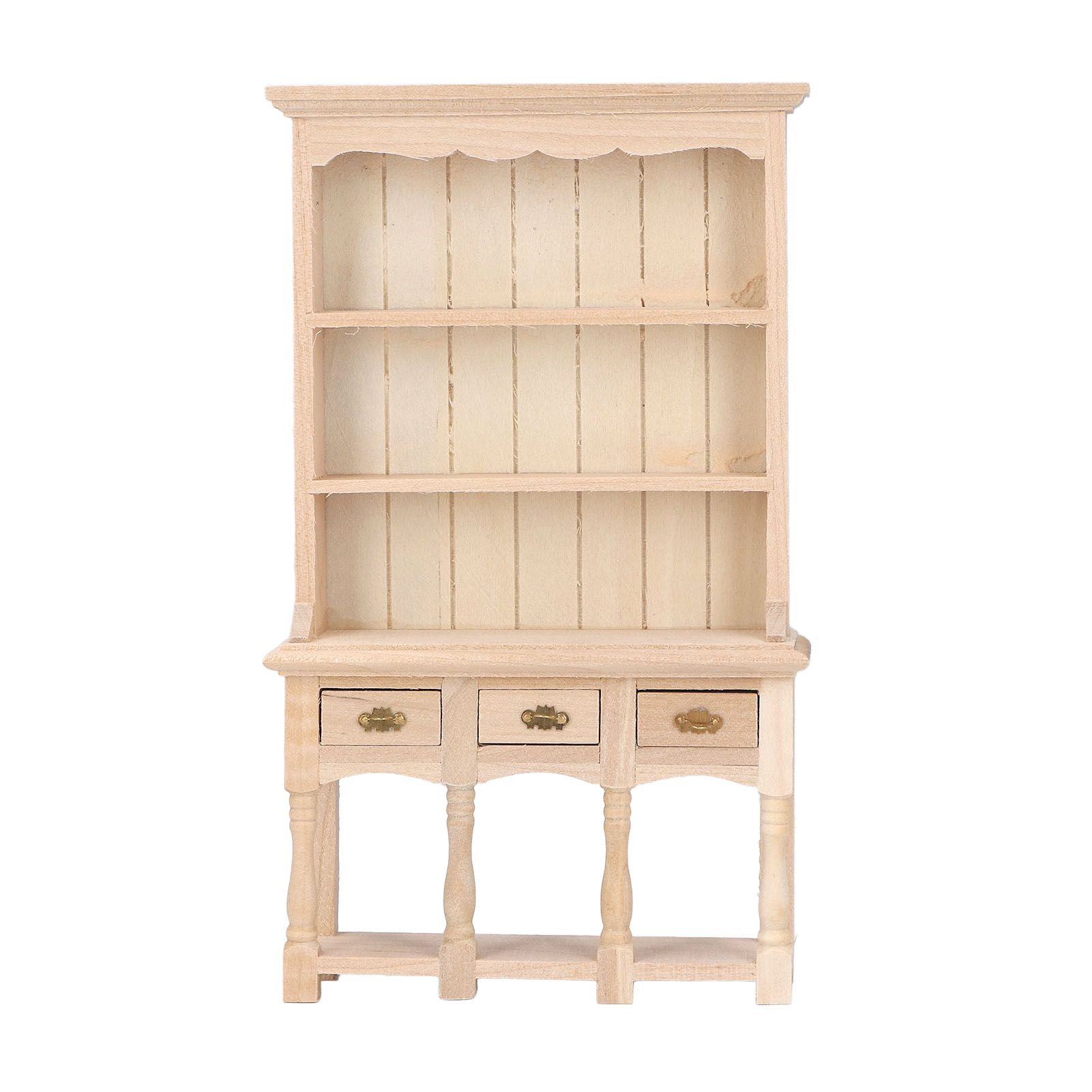 Dollhouse Bookshelf 1/12 Scale 3 Layer Drawer Design Classic Pure Colors DIY Coloring Miniature Bookcase for Gift