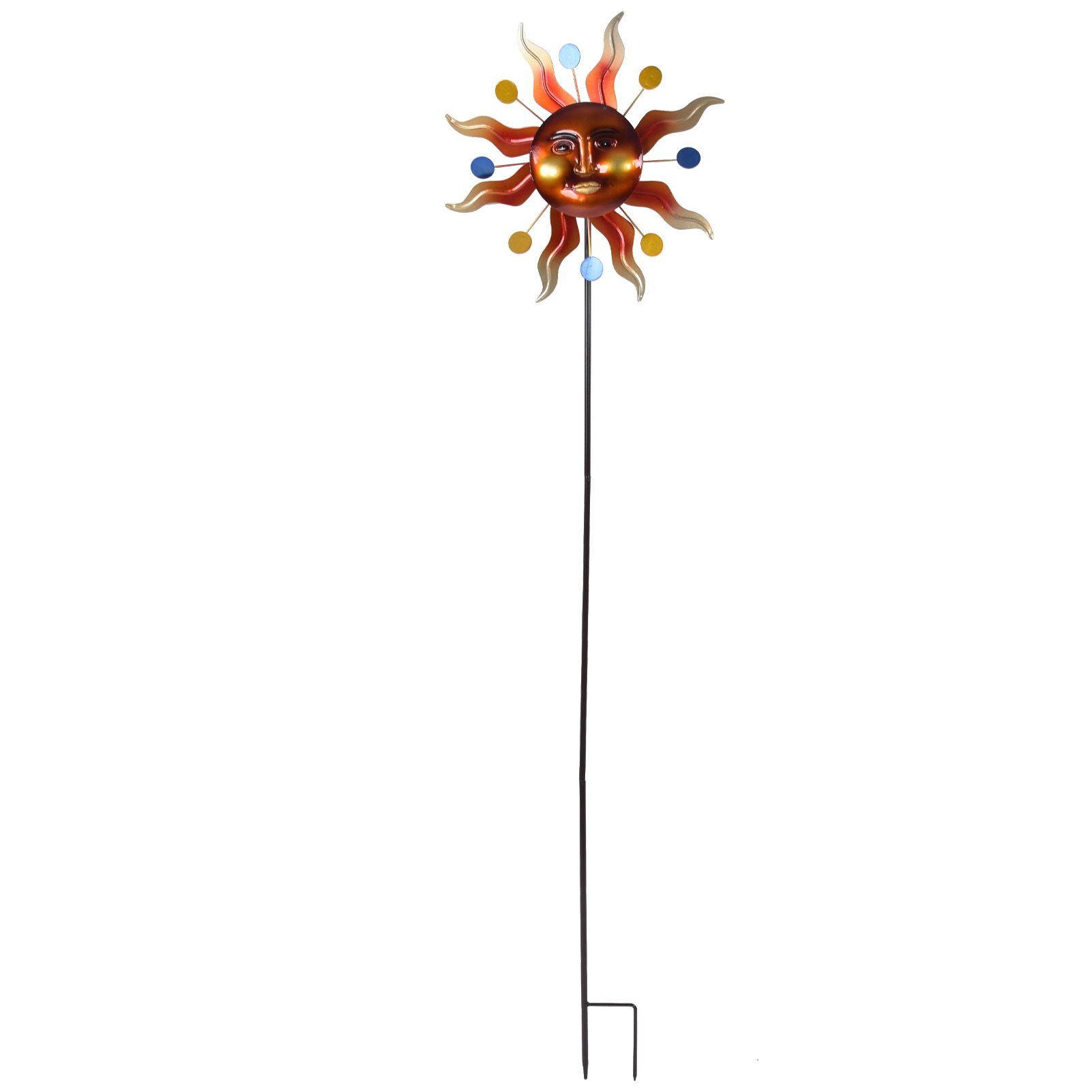 Sun Windmill Iron Weather Resistant Decorative Flower Wind Spinner with Ground Stake for Patio Yard Garden