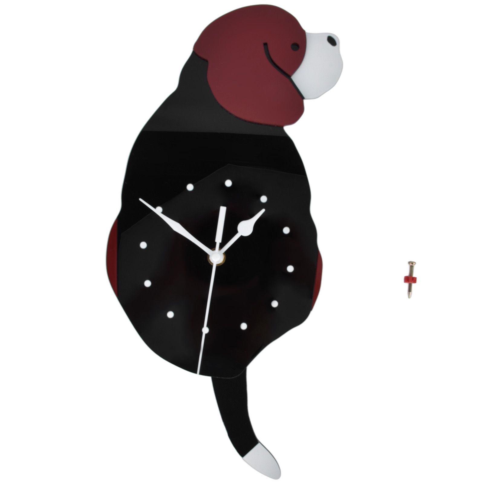Wall Clock Swing Dog DIY Simple Fashion Silent Frameless Wall Clock With Swing Tail Home Office Decoration