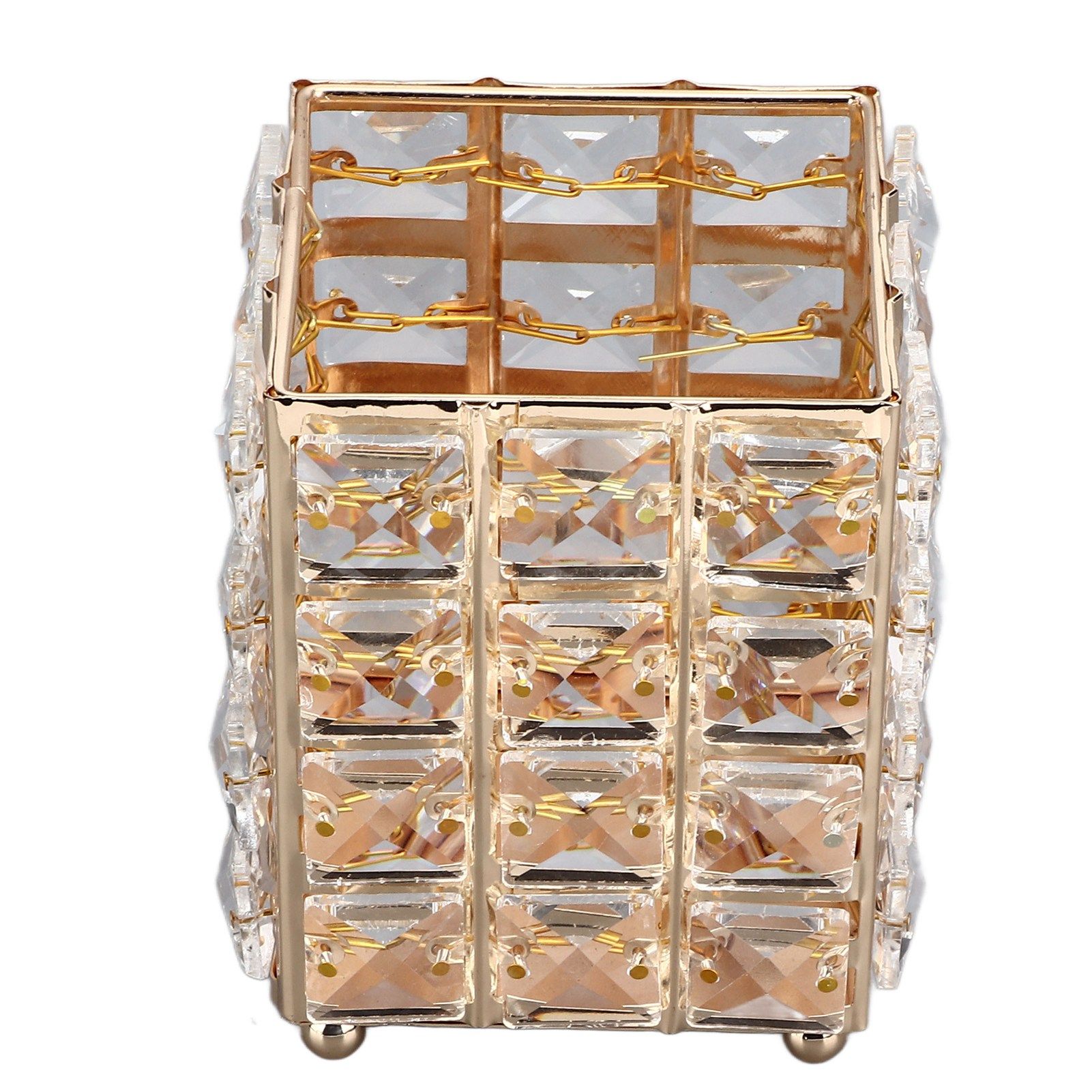 European Style Crystal Storage Box Crystal Jewelry Trinket Box Square Earrings Rings Organizer for Gift Giving Home Decoration Gold