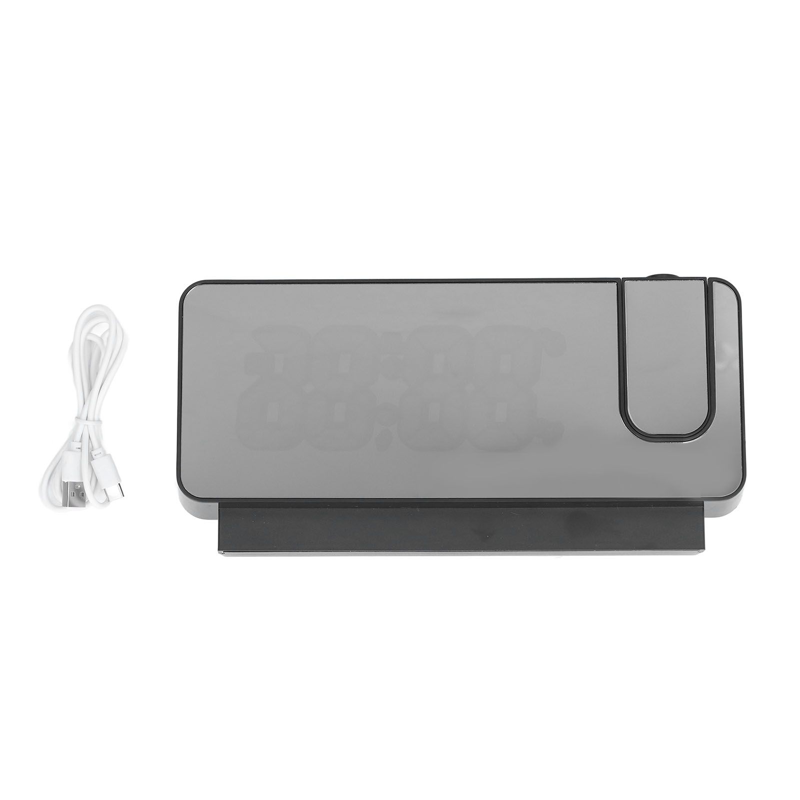 Digital Alarm Clock 180° Rotatable Projection 4 Level Brightness LED Mirror Display for Home Office Bedroom White Light