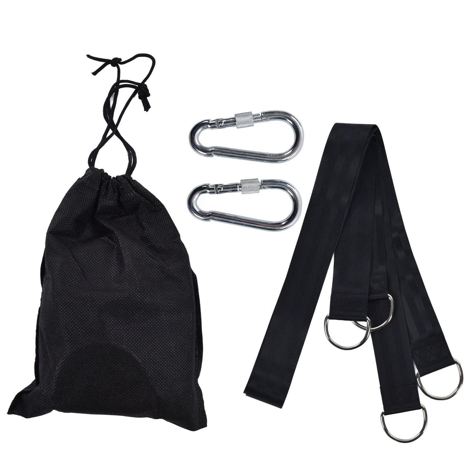 1.53M Tree Swing Hanging Strap Adjustable Heavy Duty Polyester Hammock Strap with Carabiner for Outdoor Garden