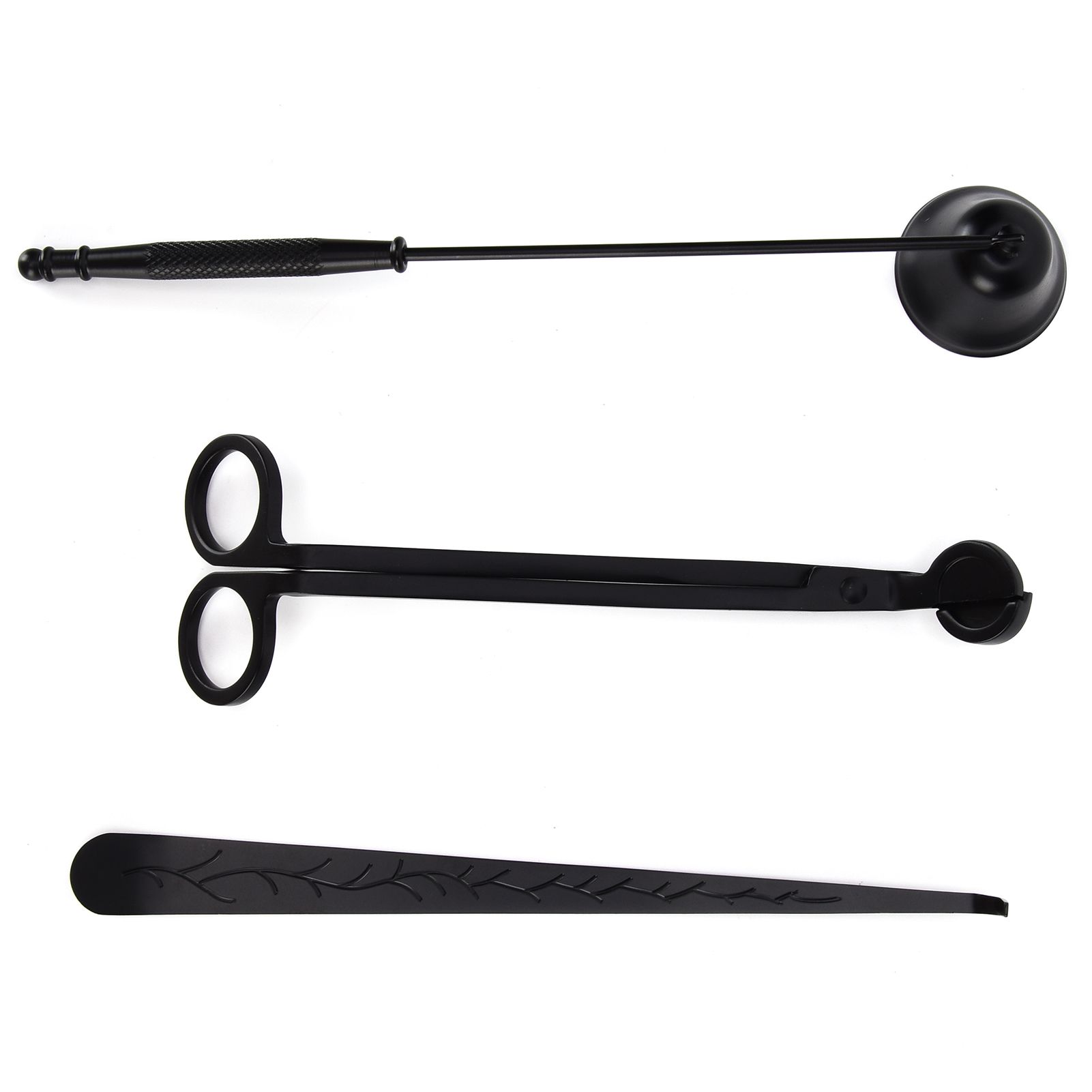 3PCS Candle Accessory Set Candle Wick Trimmer Cutter Snuffer Extinguisher Wick Dipper Gift SuppliesBlack