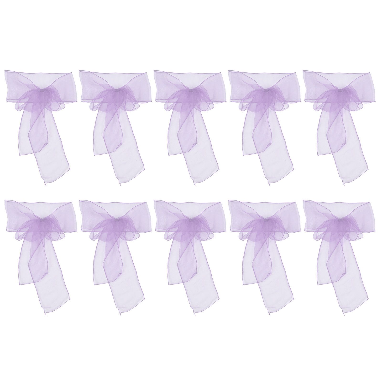 10Pcs Organza Banquet Chair Sash Exquisite Chair Bows Sashes for Wedding Party DecorationLight Purple