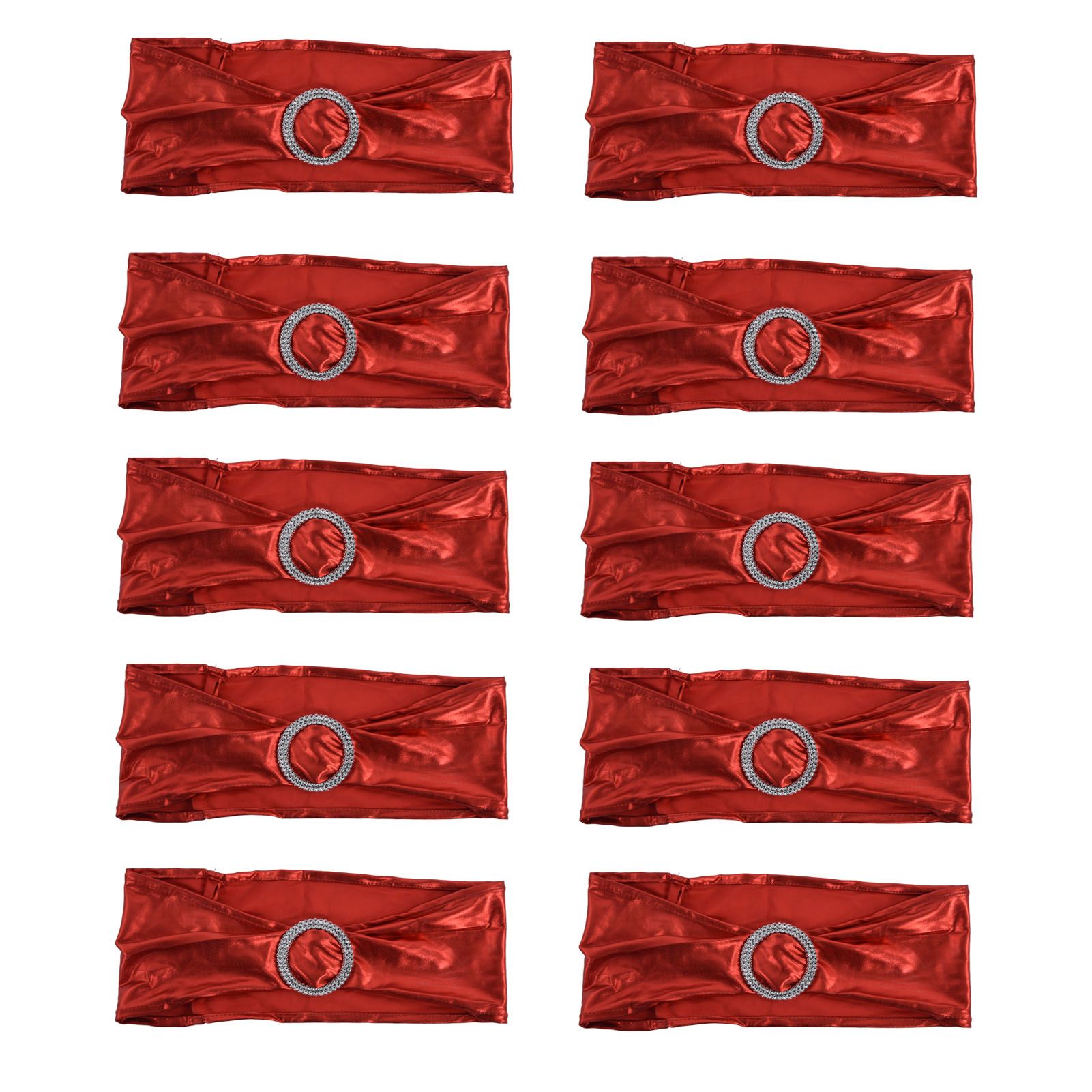 10Pcs Chair Cover Bands Elastic Stretch Sashes Bows for Wedding Banquet Hotel DecorationBright Red