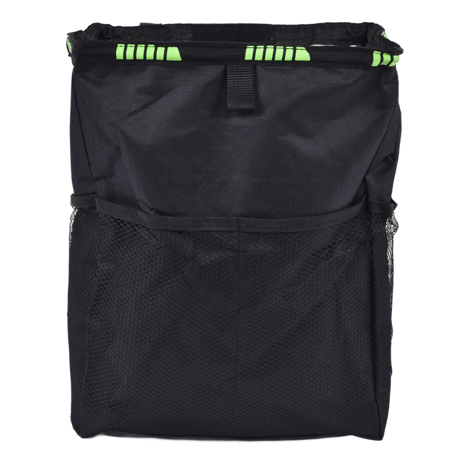 Car Garbage Storage Bag Waterproof Foldable Oxford Fabric Auto Litter Bin with Lid and Pockets Black