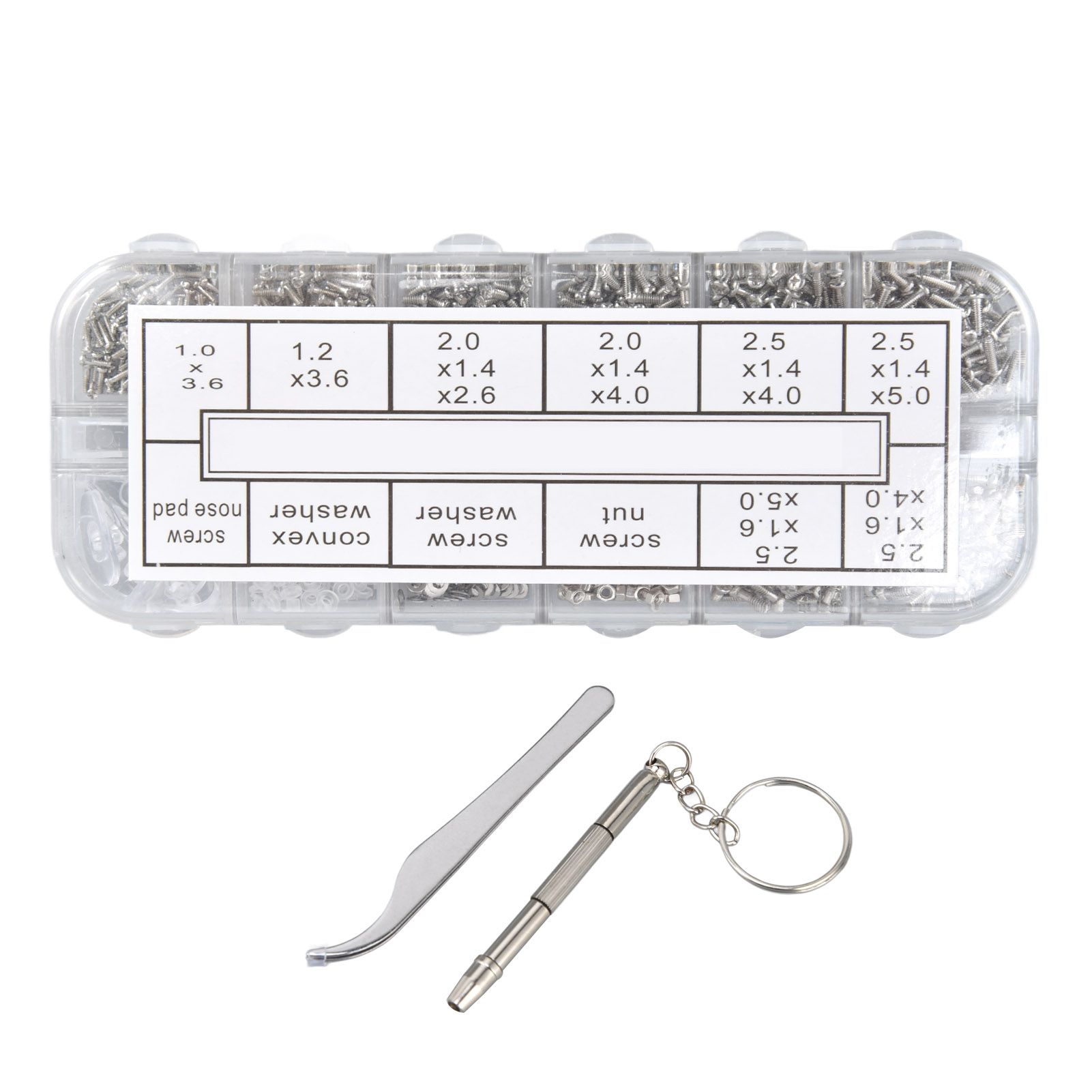 Glasses Repair Kit Eyeglass Screws Set with Nut Screwdriver Tweezer for Cellphone Tablet Watch Clock Glasses