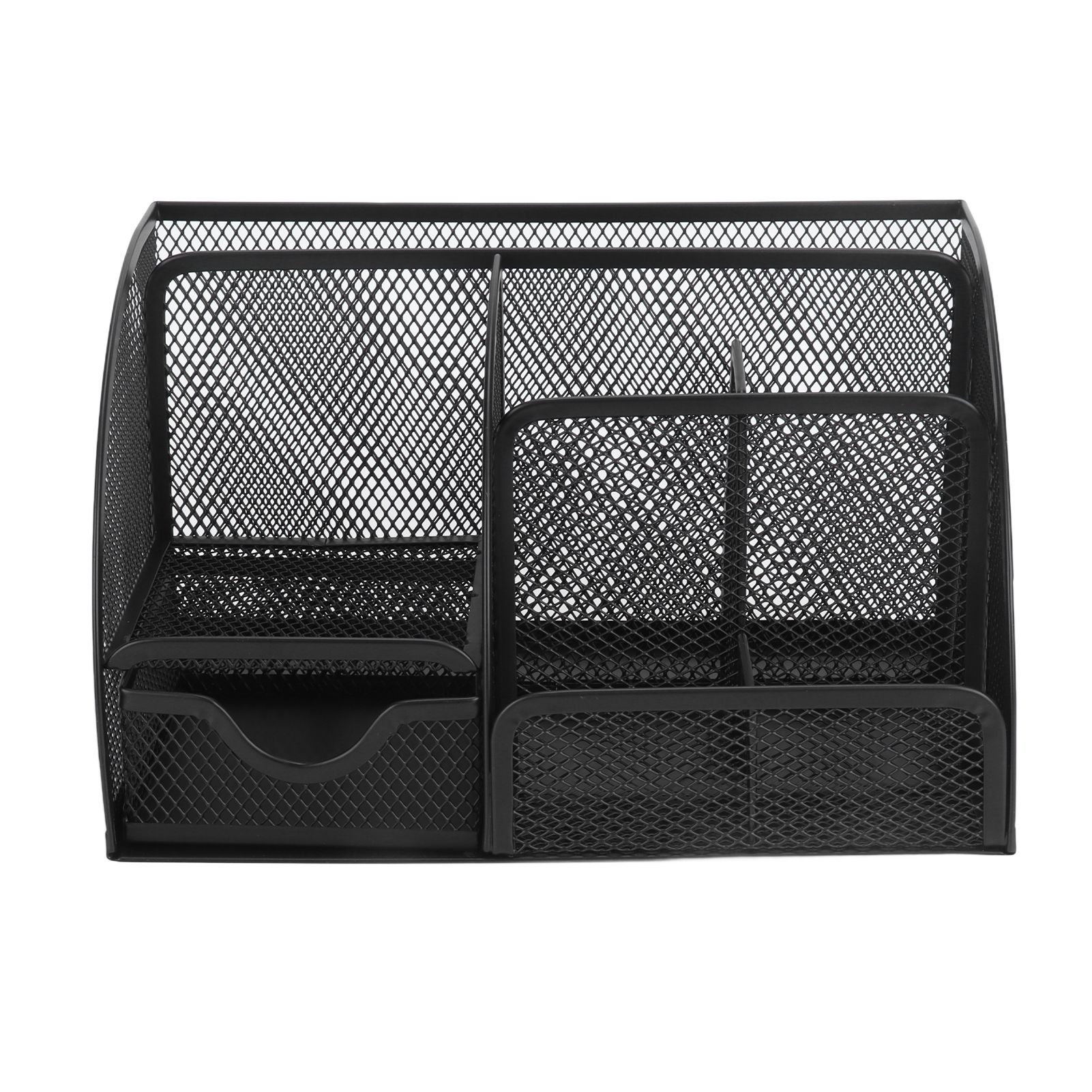 Desktop Mesh Pen Storage Holder 7 Compartments Multifunction Black for Home Sturdy Office