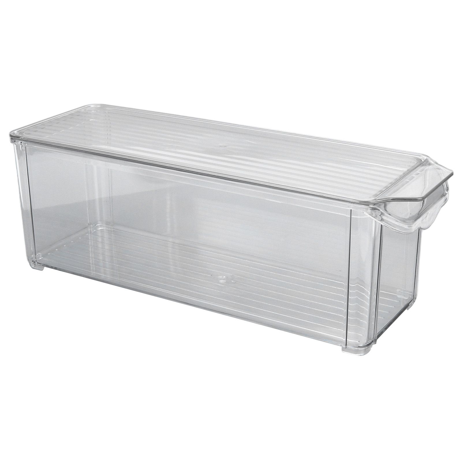 Clear Organizing Bin Large Capacity Transparent Food Grade Plastic Multifunction Portable Durable Pantry Storage BinNarrow and High Type with Lid