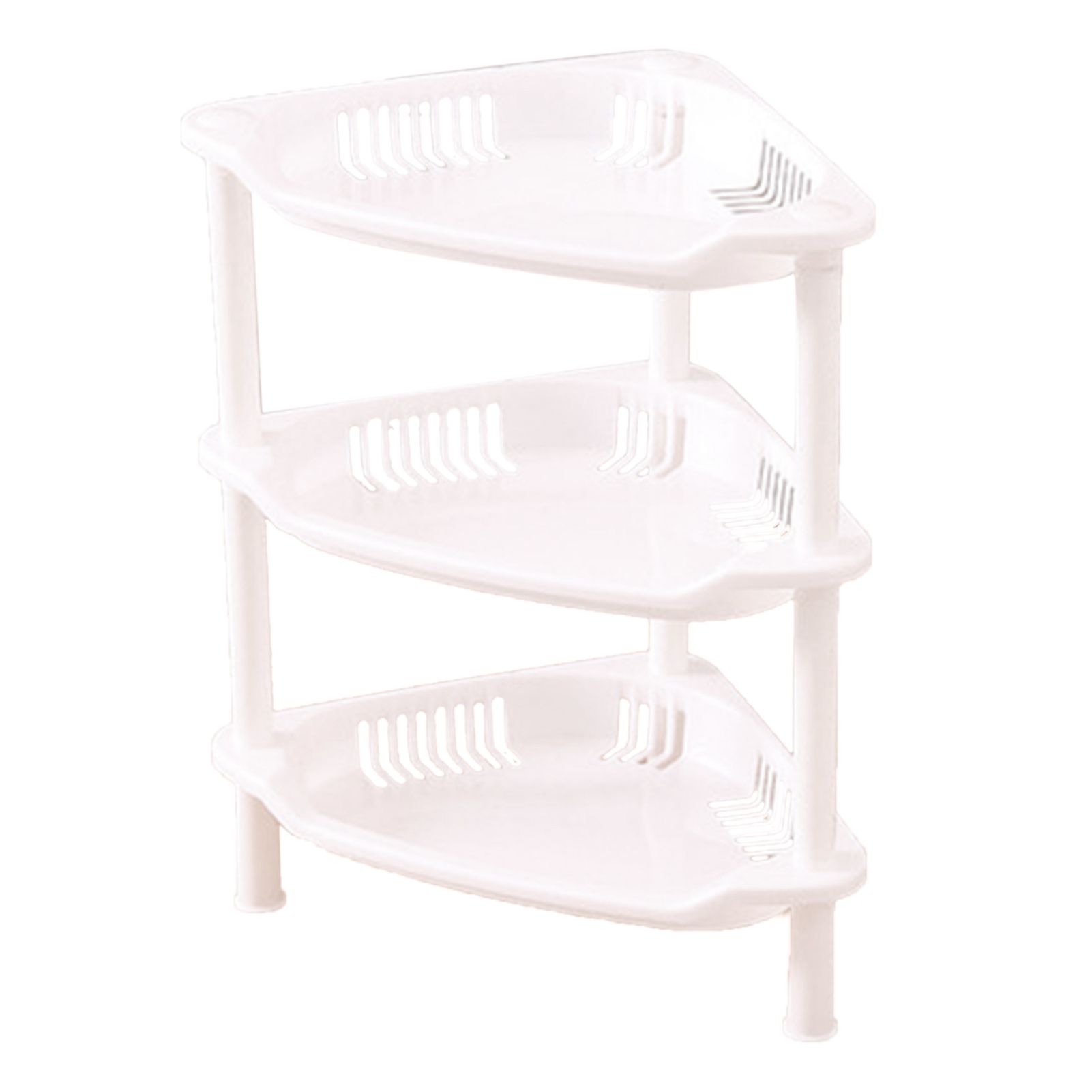 3 Layers Bathroom Standing Shelf Bathroom Stand PP Land Installation Bathroom Rack Storage Shelves for Bathroom KitchenWhite Trigon