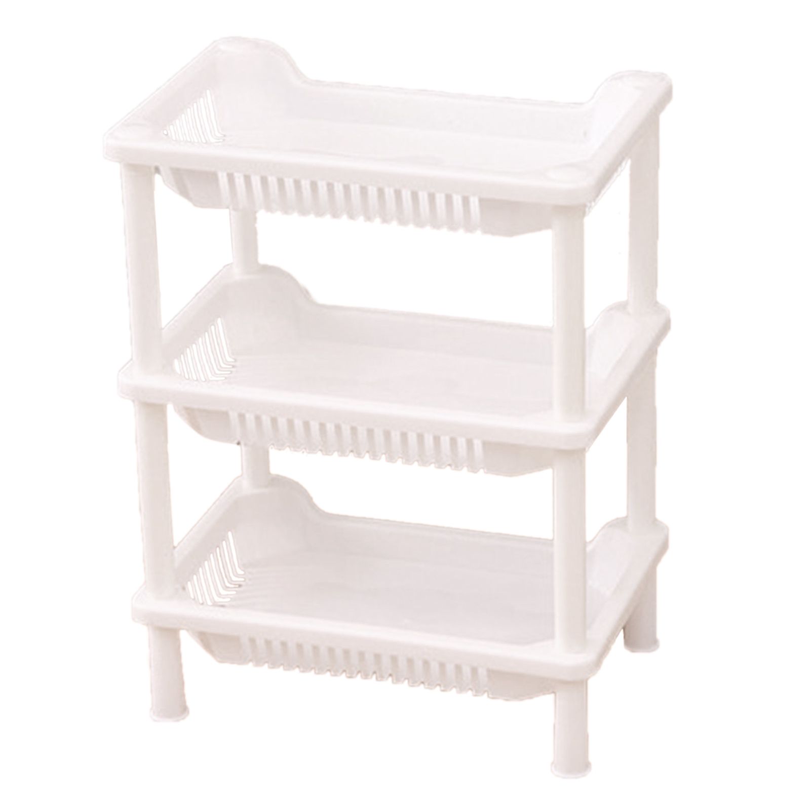 3 Layers Bathroom Standing Shelf Bathroom Stand PP Land Installation Bathroom Rack Storage Shelves for Bathroom KitchenWhite Tetragonum