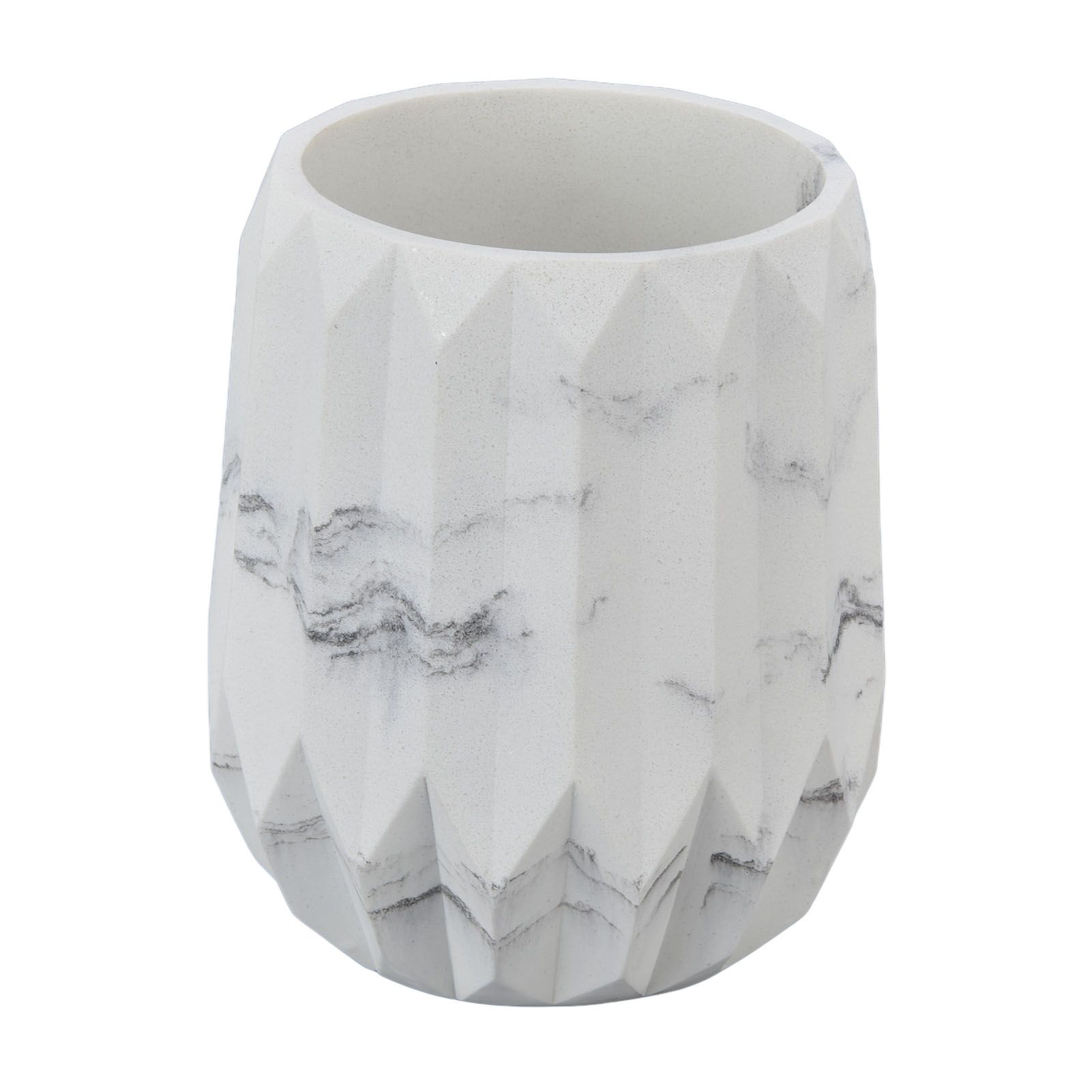 Makeup Brush Holder Durable Glossy Resin Large Capacity Modern Design Marble Vein Makeup Brush Organizer
