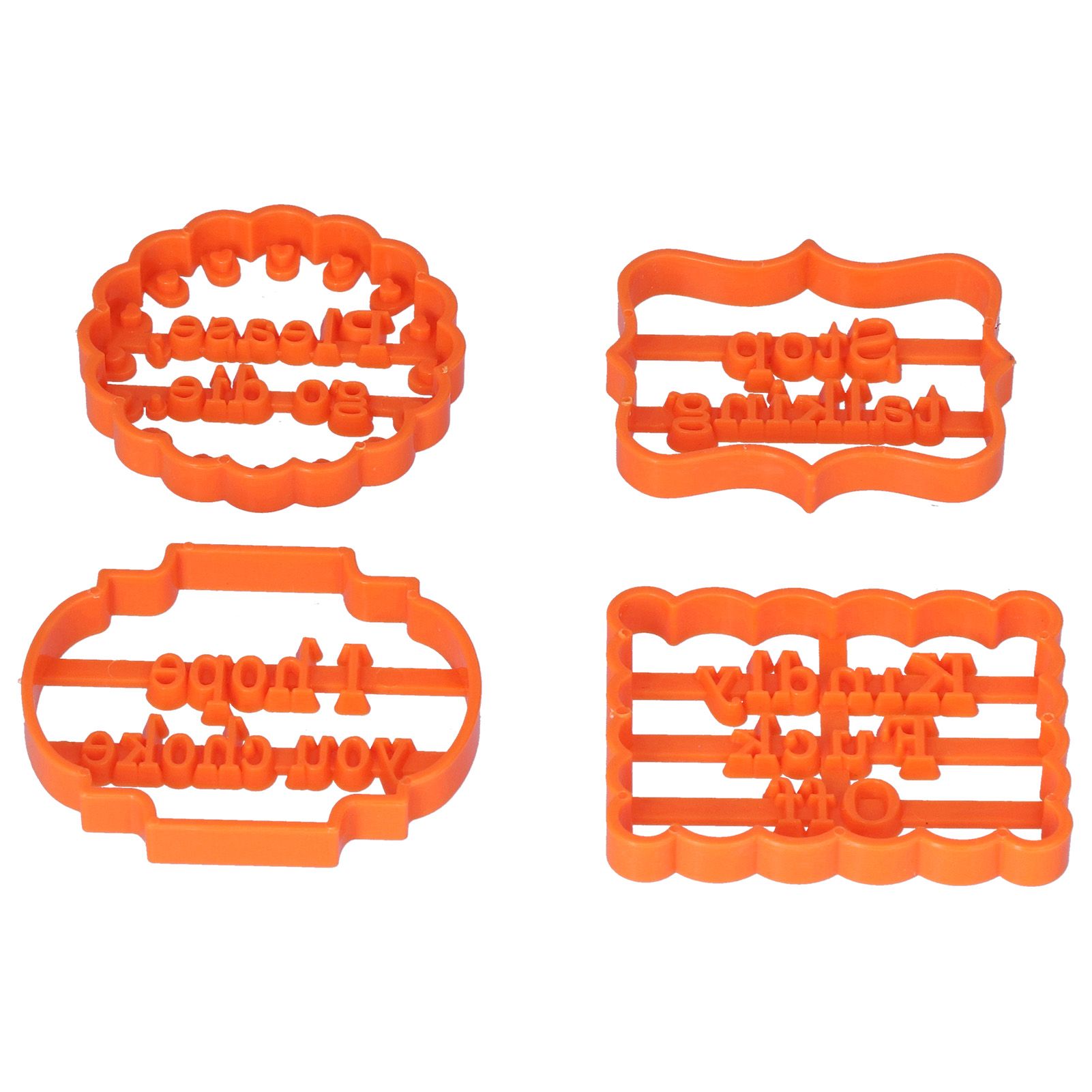 4Pcs Biscuits Molds Cookie Plastic DIY Baking Molds with Phrases for Home Birthdays Holidays