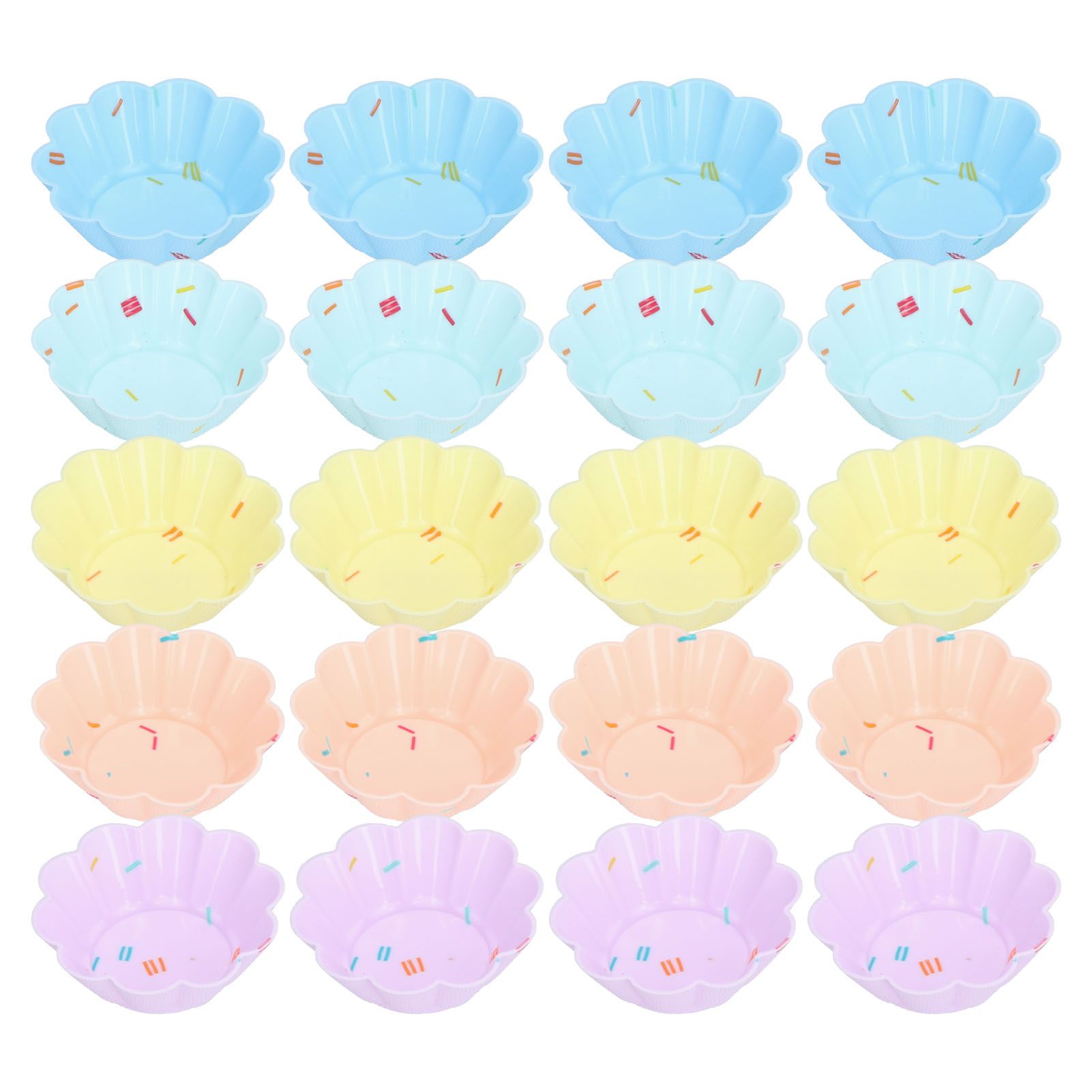 20Pcs Small Cake Cup Baking Mold Reusable Easy Clean Silicone Mini Cupcake Holders10 Petal Flower Set