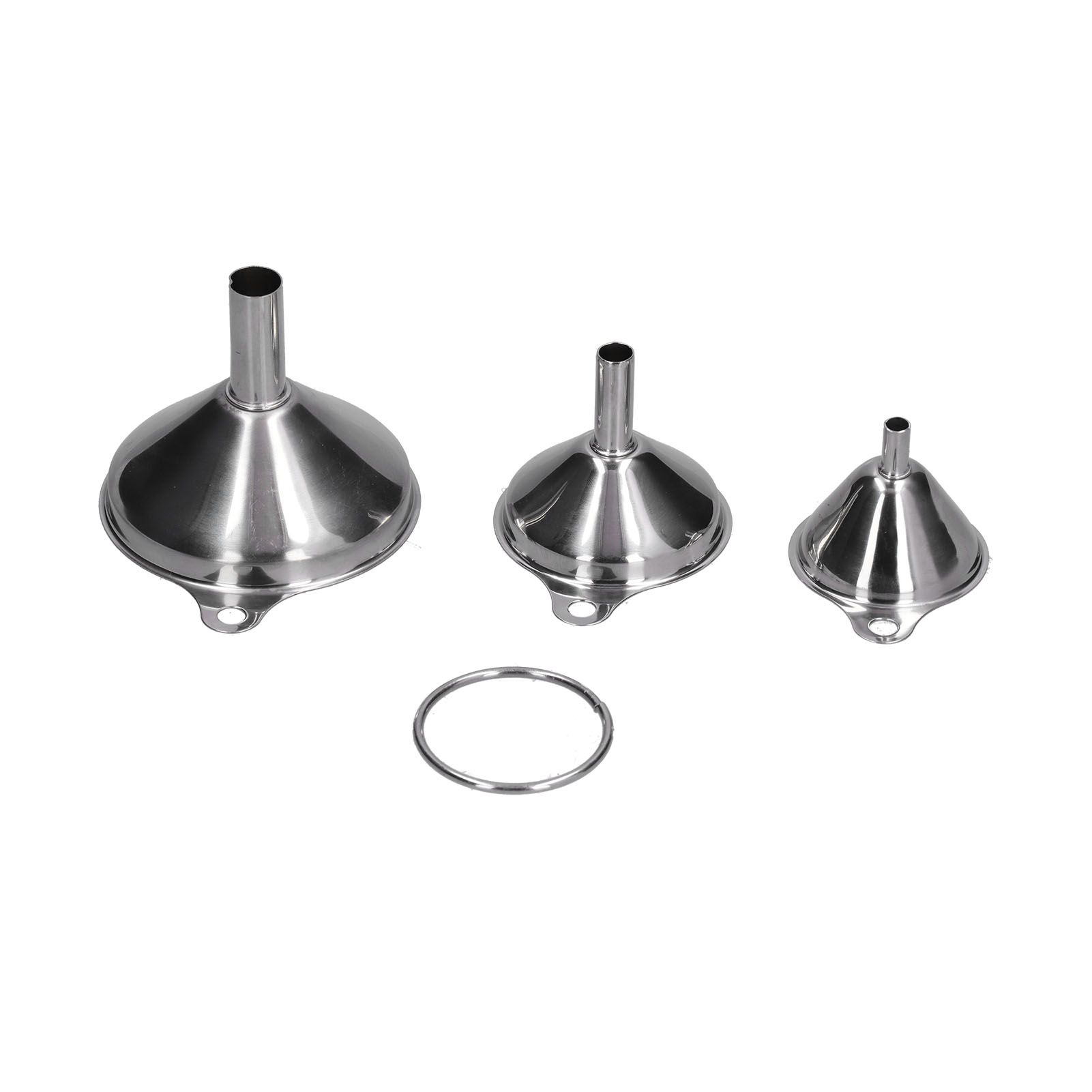 3Pcs Stainless Steel Funnel Filling Bottles Funnel Oil Leaking Separatory Funnel Integrated Liquid Dispenser with Circle