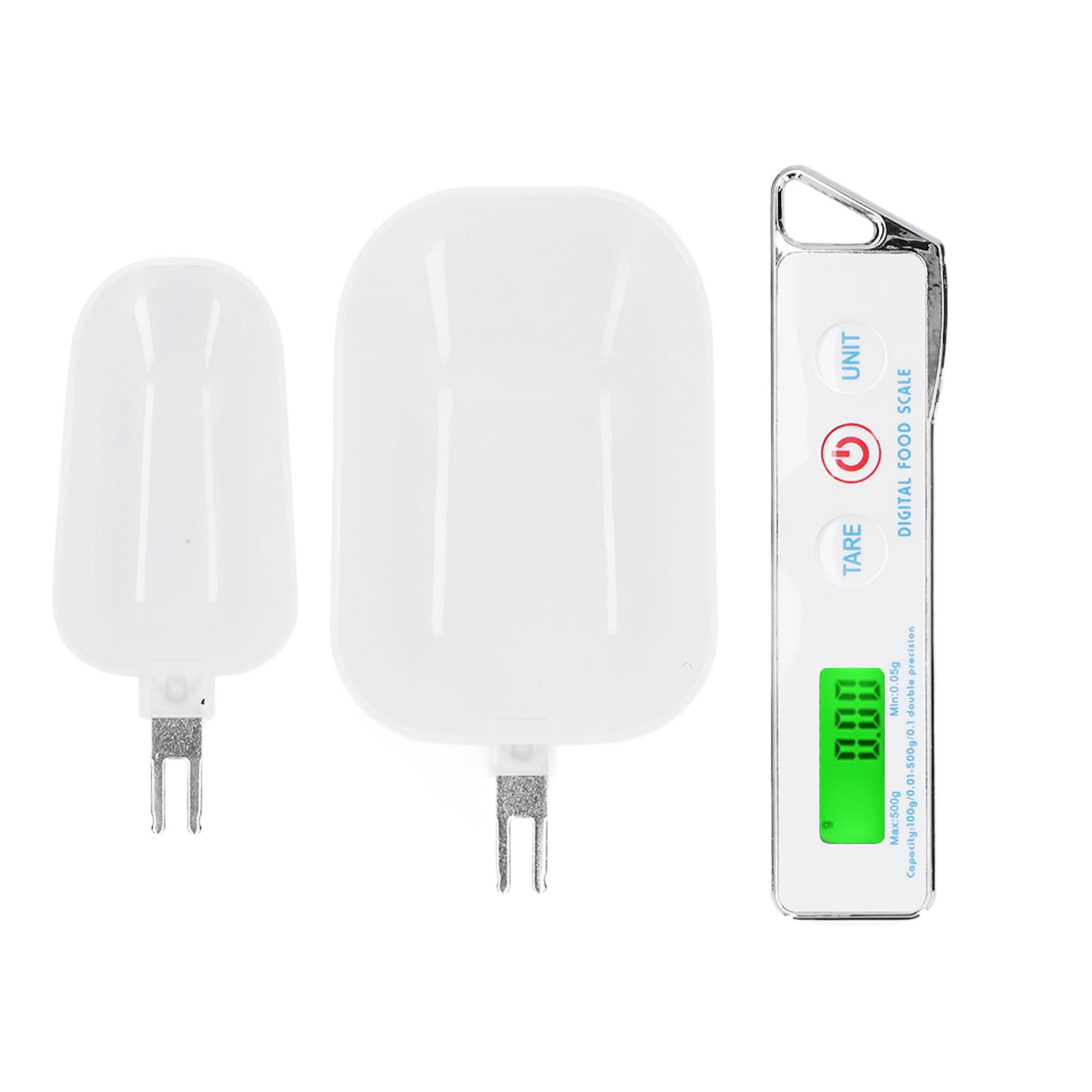 Digital Spoon Scale Household Portable Stainless Steel Kitchen Baking Scale for Flour Tea Spices 500g/0.1gWhite