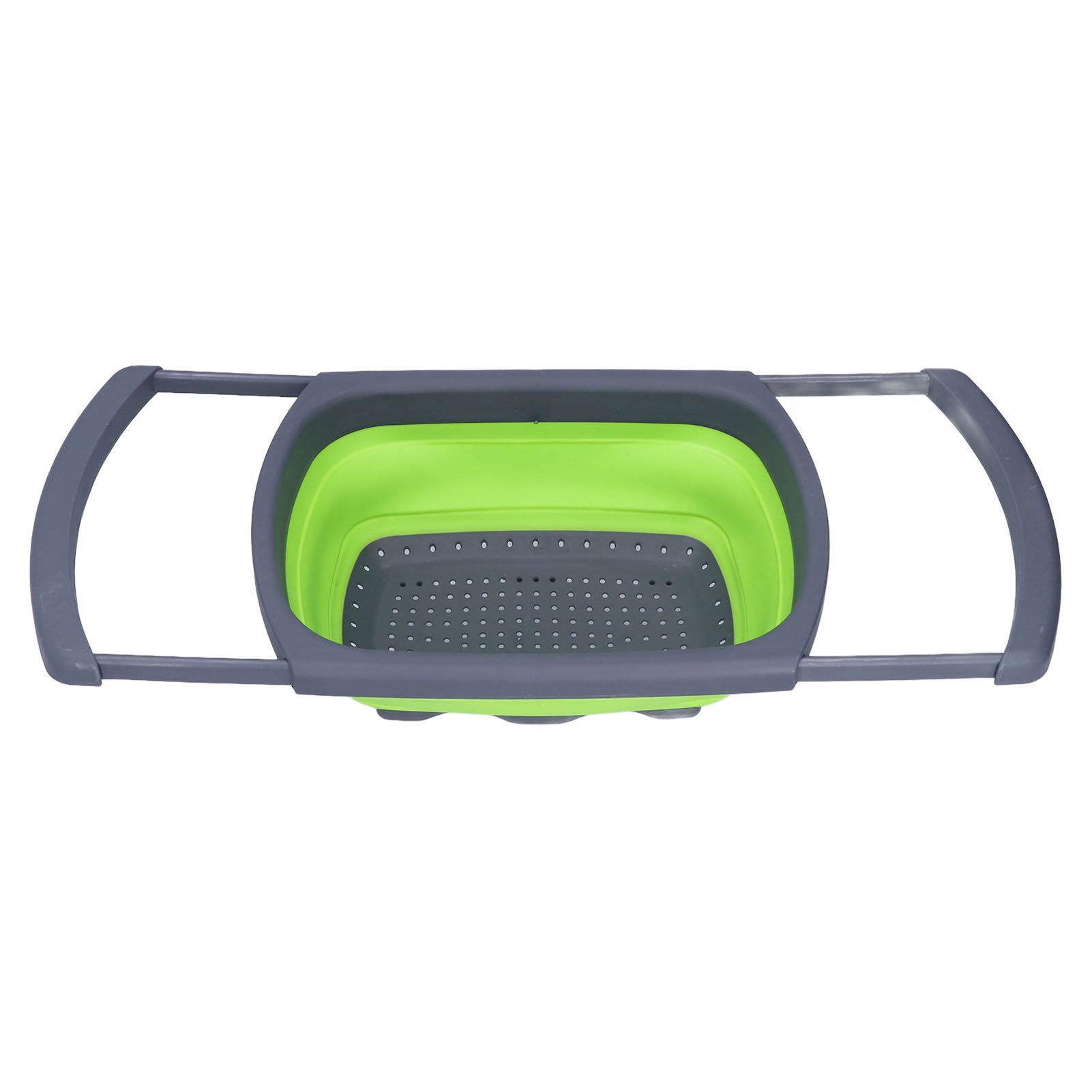 Green Foldable Drain Basket Silicone Collapsible Fruit Vegetable Wash Strainer Basket for Home Kitchen
