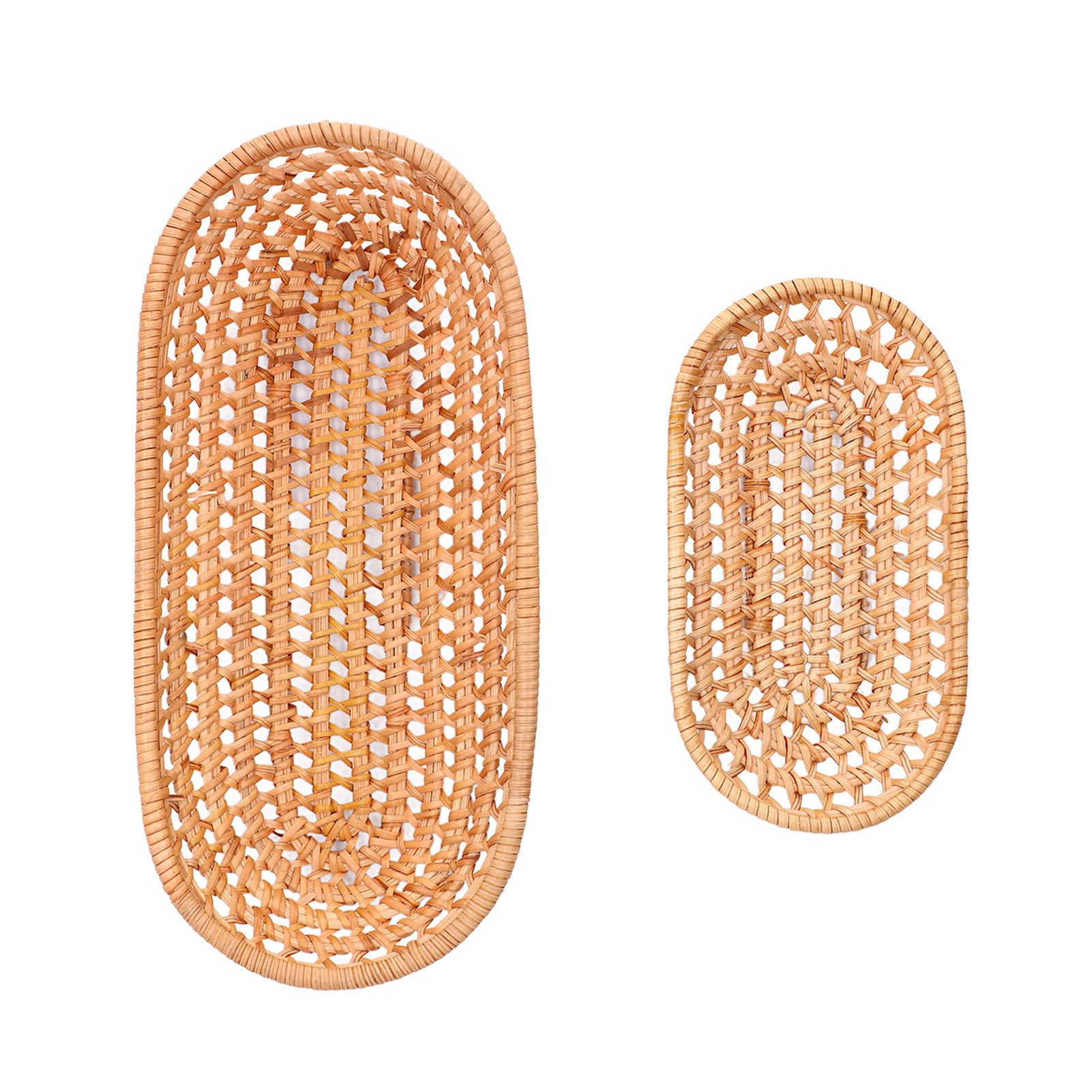 2pcs Bread Basket Handmade Rattan Storage Baskets for Bread Candy Biscuits Finger Food Fruit