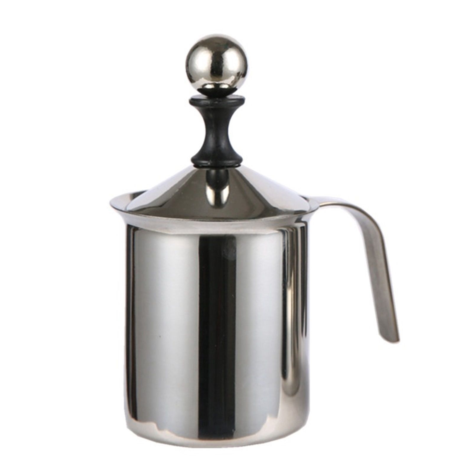 400cc Manual Milk Creamer Frother Double Layer Filter Stainless Steel Heatable Easy Clean with Handle