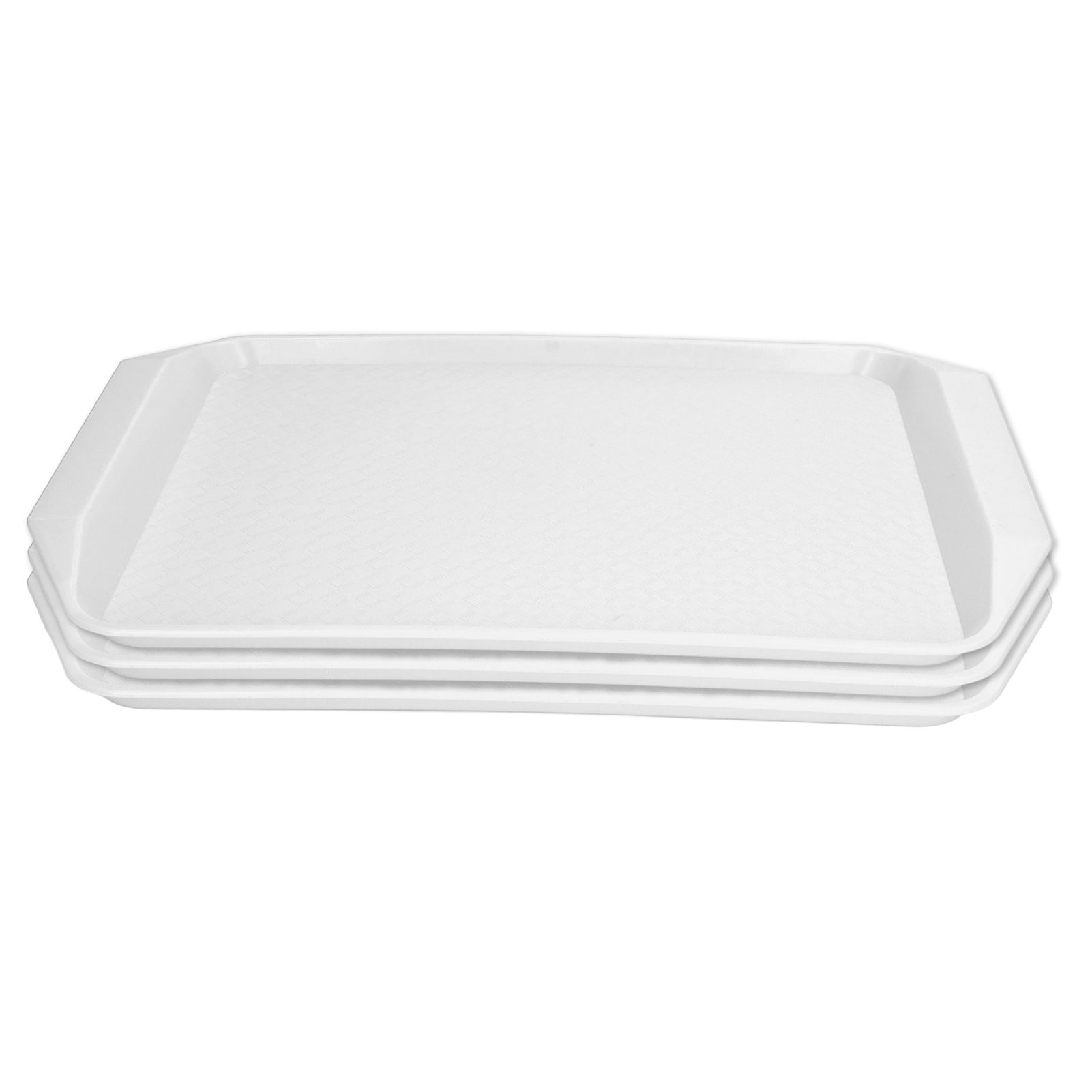 3PCS Colorful Food Tray Rectangle Thickened Binaural Plastic Tray Heat Resistance Stackable Cafeteria Trays for HotelWhite