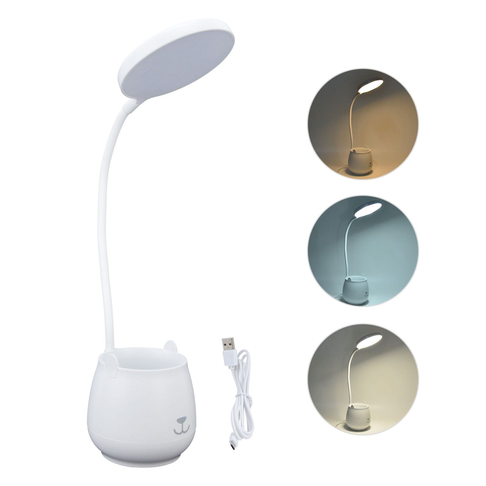 LED Desk Lamp Plastic Flexible Desk LED Light with Pen Holder for Table Lighting 5V