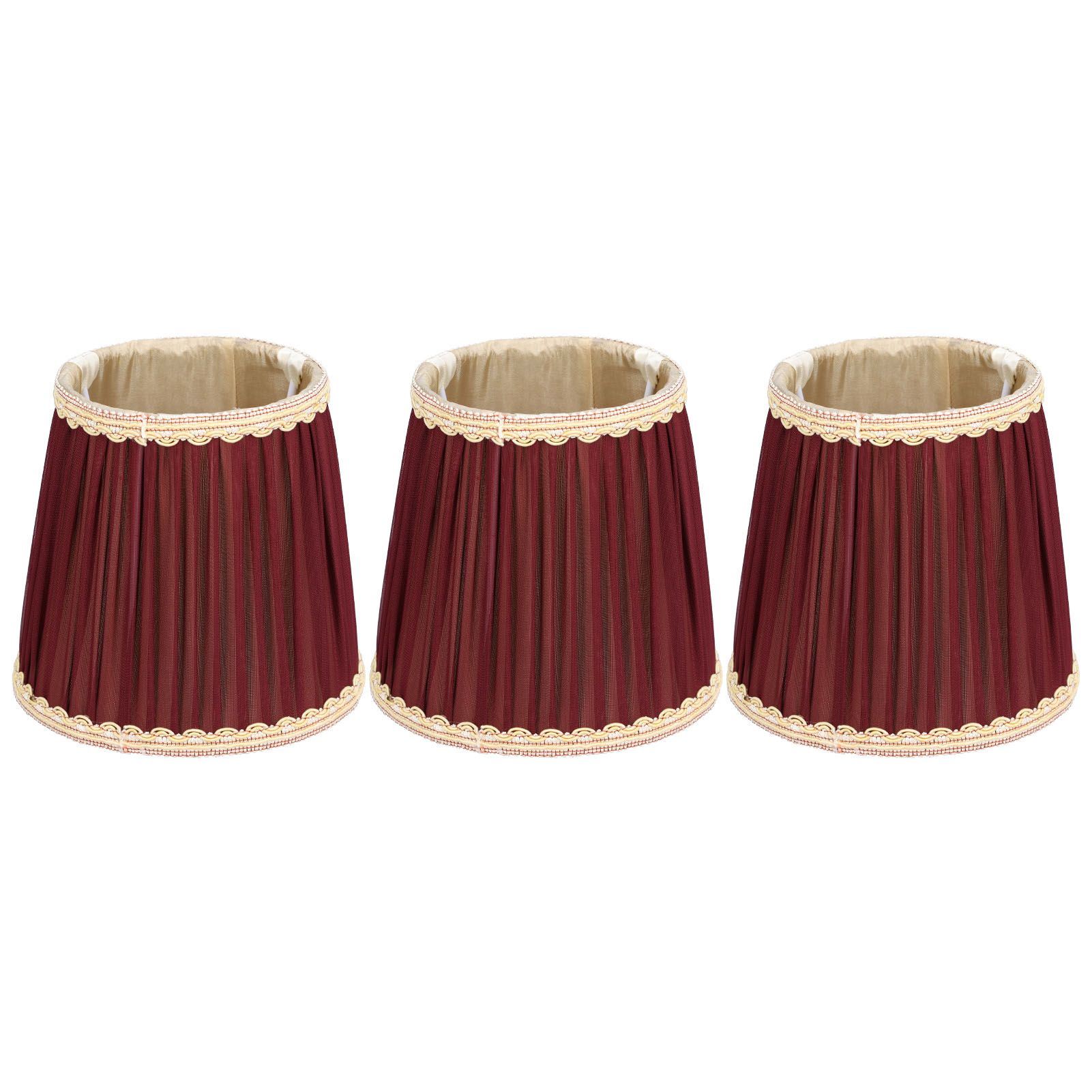 3pcs E14 Fabric Lamp Shade Wine Red Modern Clip On Lampshade for Home Wall Candle Table Lamps