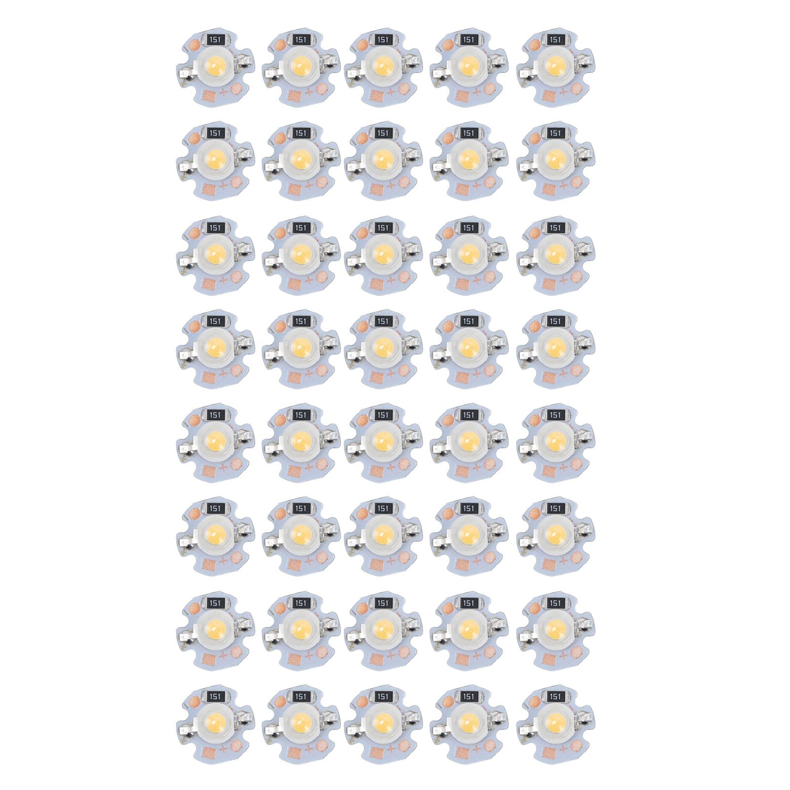 40pcs LED Chip Bulb 1W 24V 16mm/0.6in Aluminum Base Low Power Consumption Lamp Beads for Flashlights HeadlightsWarm Light