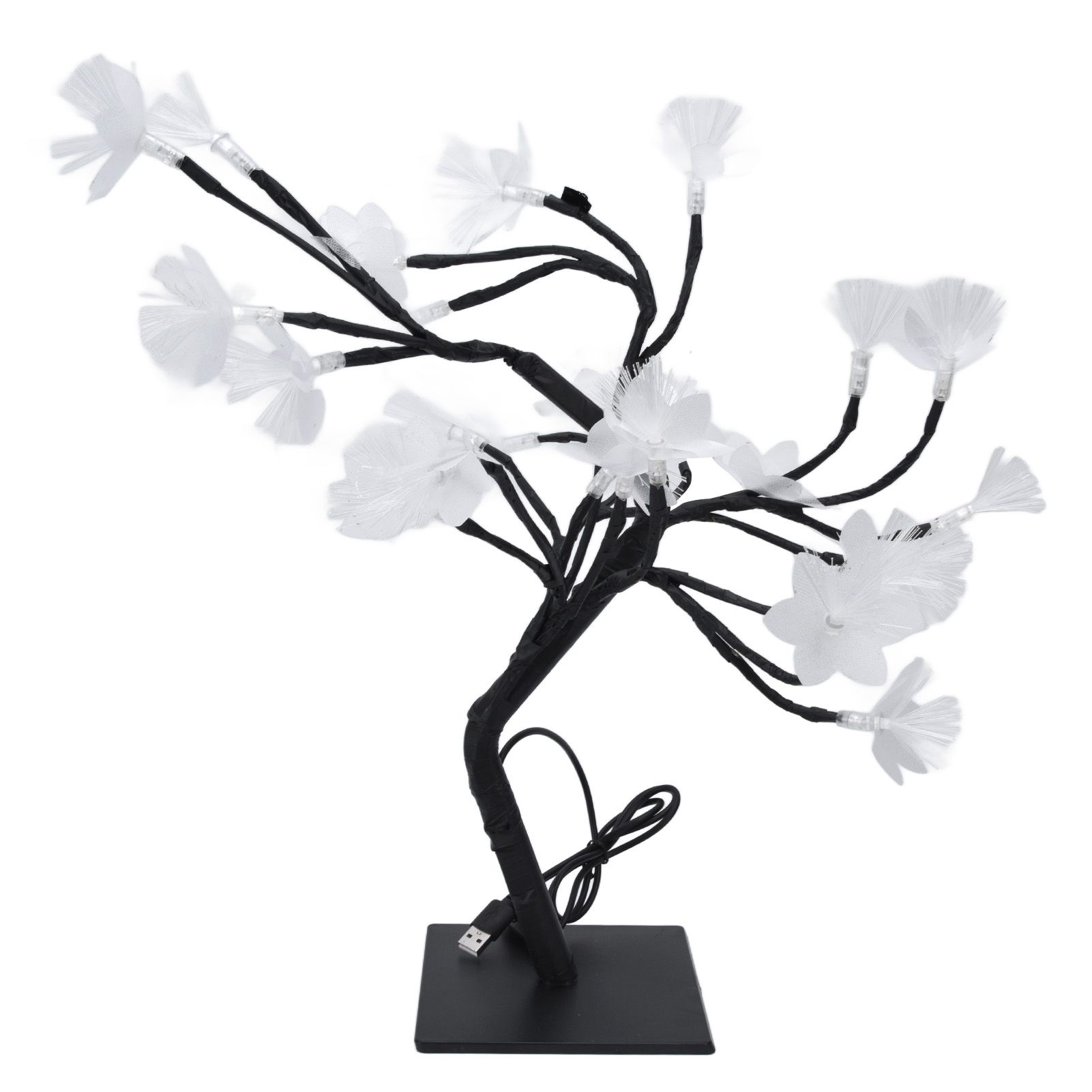 24LED Fiber Optic Tree Lamp USB Powered Simulation Flower Light for Household Decoration