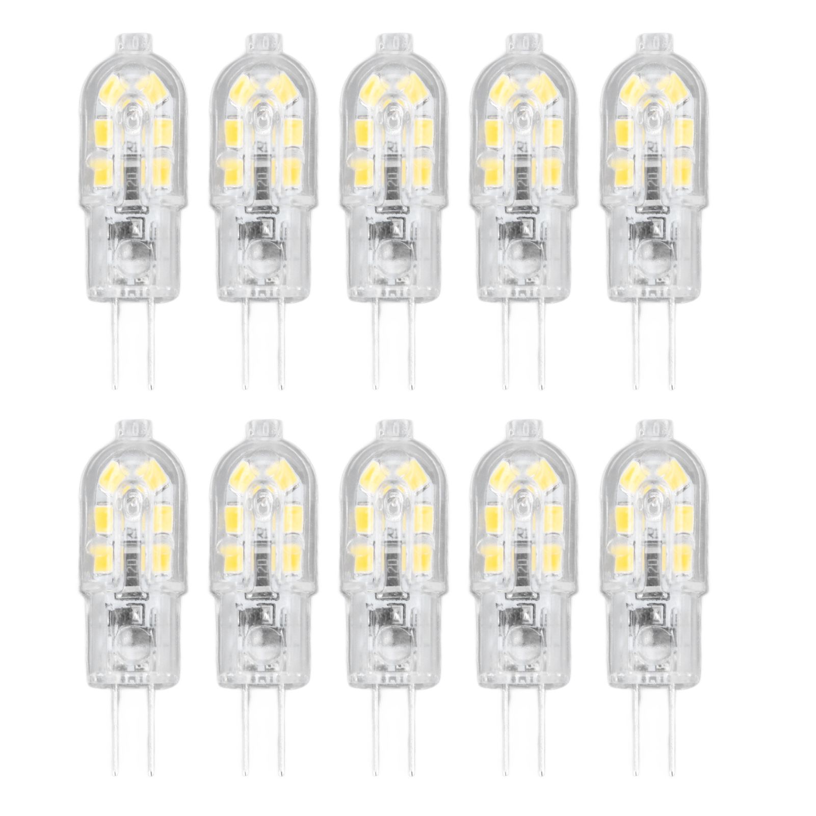 10Pcs G4 LED Bulb Brightness Dimming High Color Rendering Transparent Shell Light Bulbs for Landscape Lights DC 12V White Light