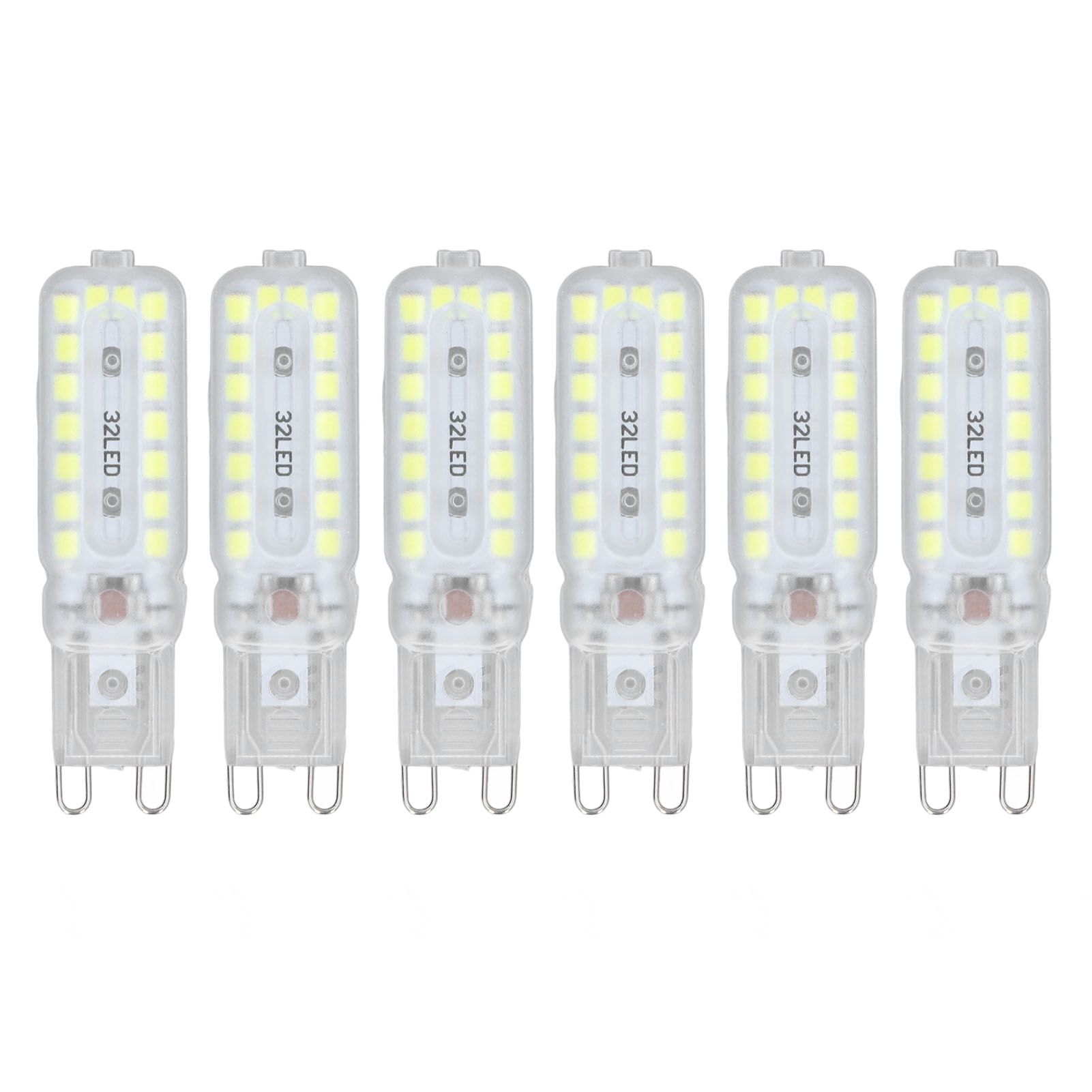 6pcs G9 LED Bulbs 7W Dimmable 360° Illumination Replacement Light Bulb for Wall Desk Cabinet Lamp White Light 220-240V