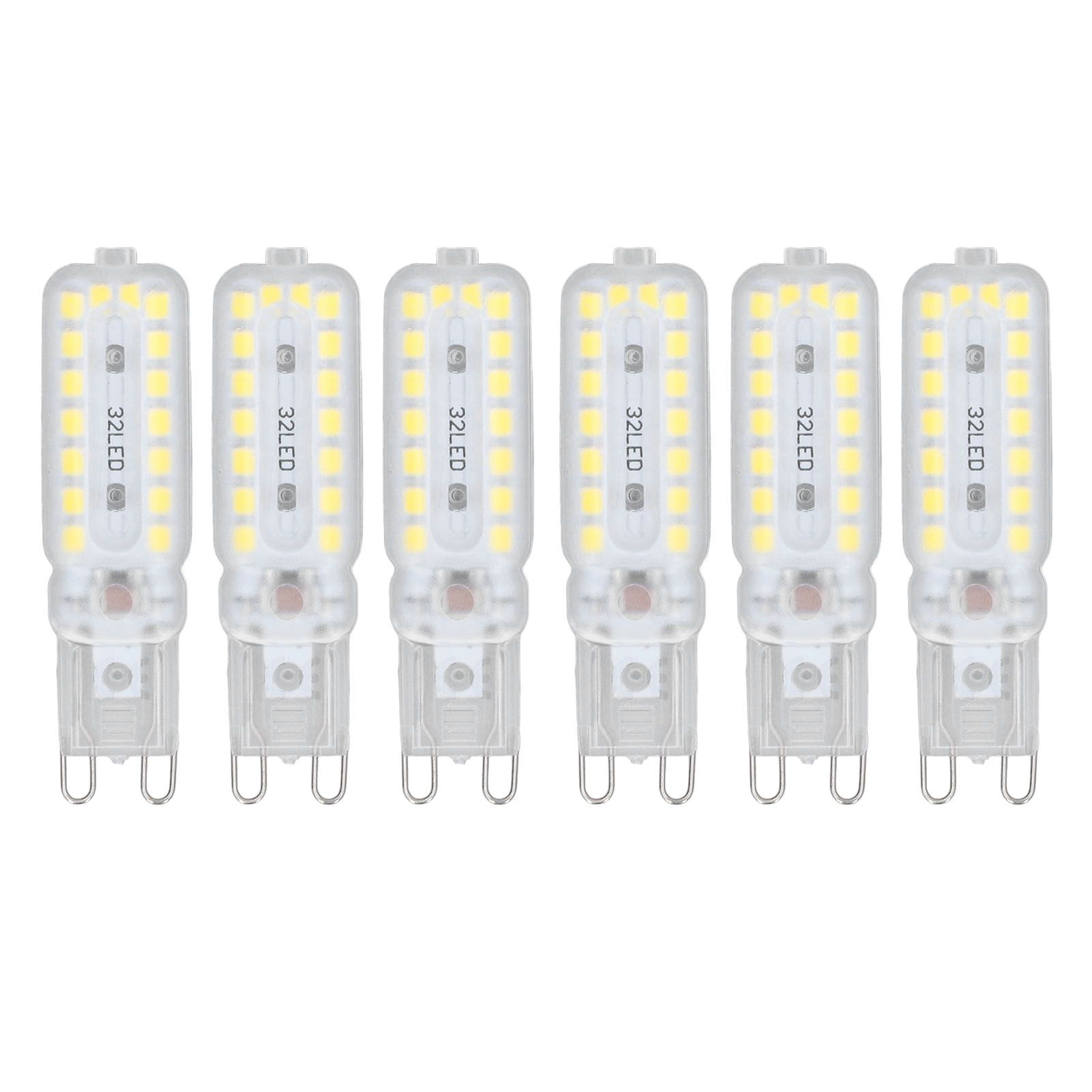 6pcs G9 LED Bulbs 7W Dimmable 360° Illumination Replacement Light Bulb for Wall Desk Cabinet Lamp Natural White 110-140V