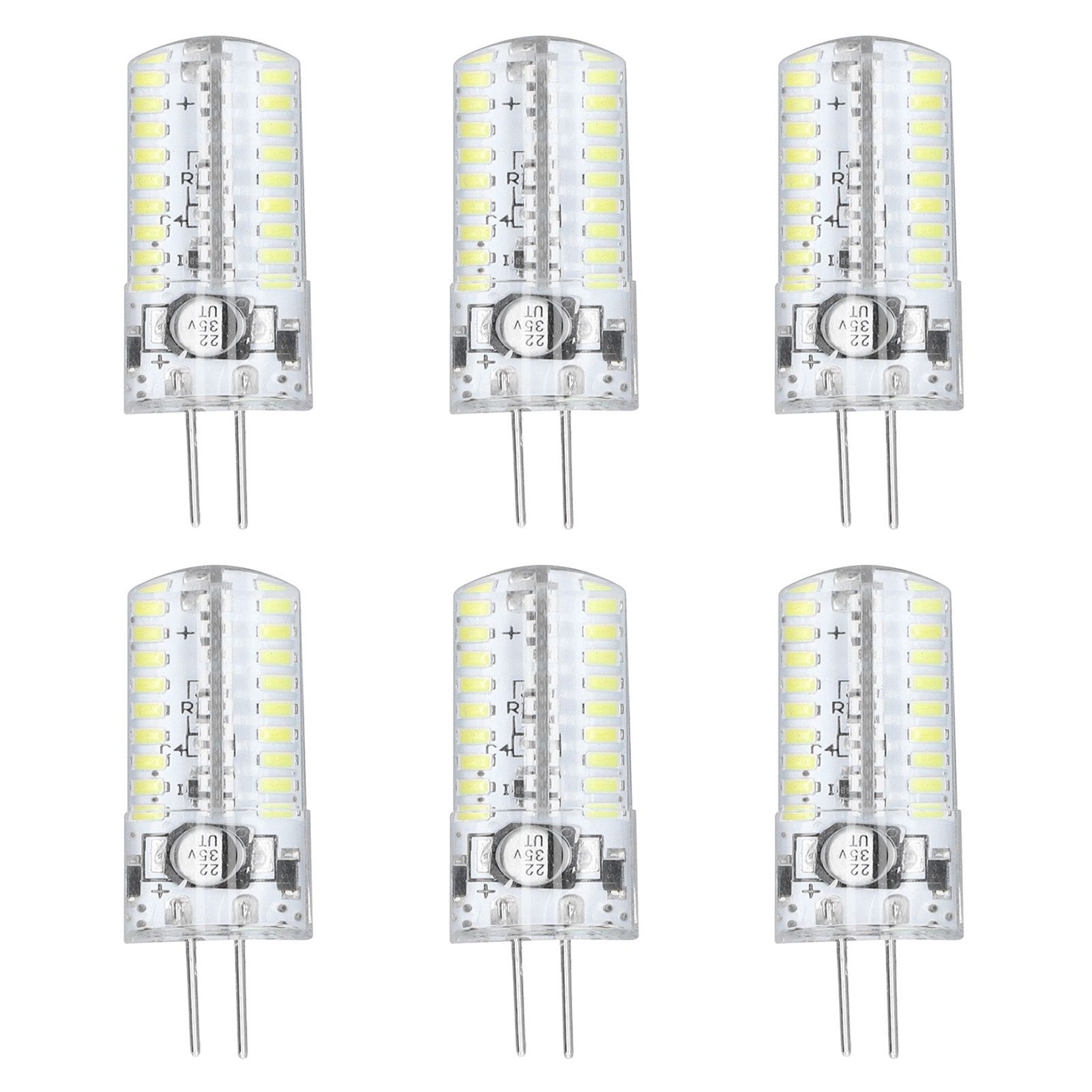 6 Pcs G4 LED Bulbs Bi Pin Base Light Bulbs 5W LED Corn Bulbs for Landscape Lighting Home Lighting Pure White 6000-6500K