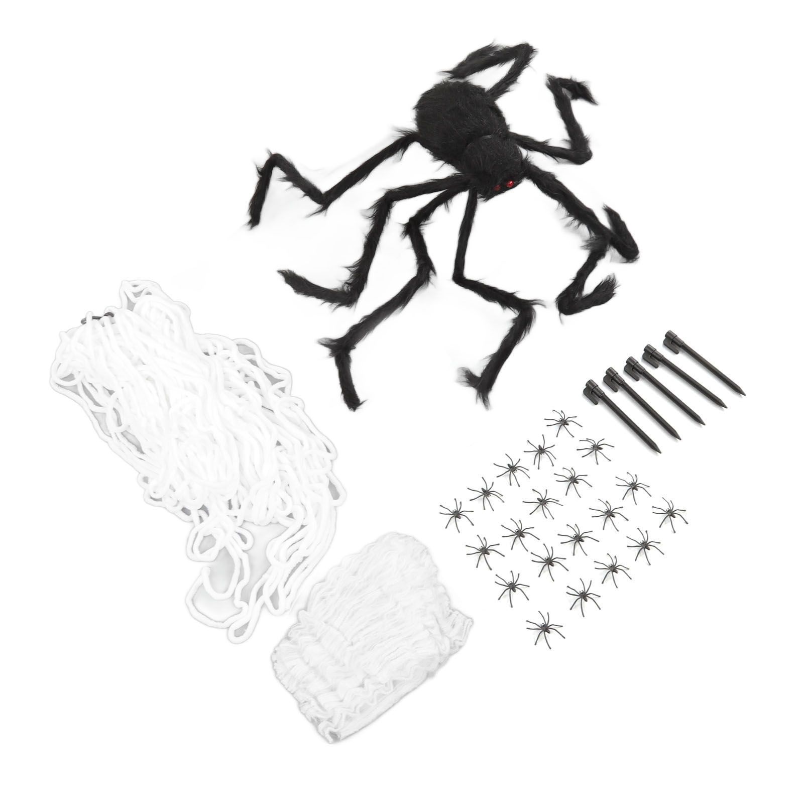 Cobweb and Spider Terror Decoration Soft with 40g Cotton White and Black Spider Cobweb Props for Halloween