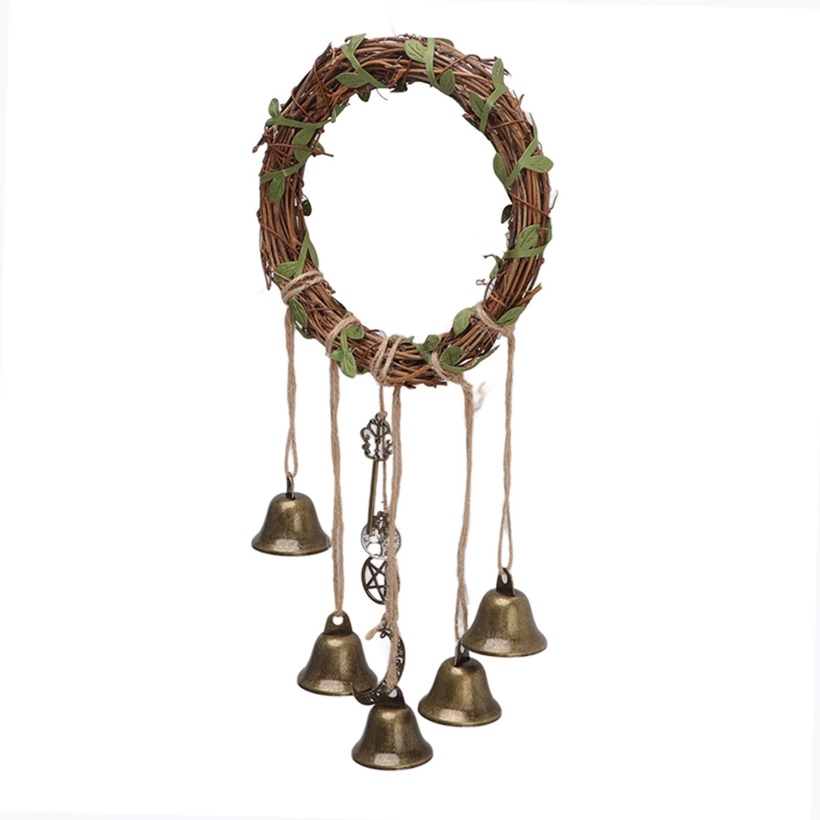 Hanging Witch Bell Handmade Decorative Witch Wind Chime with Meaningful Patterns for Door Handle Type A(15cm/5.9in Diameter)