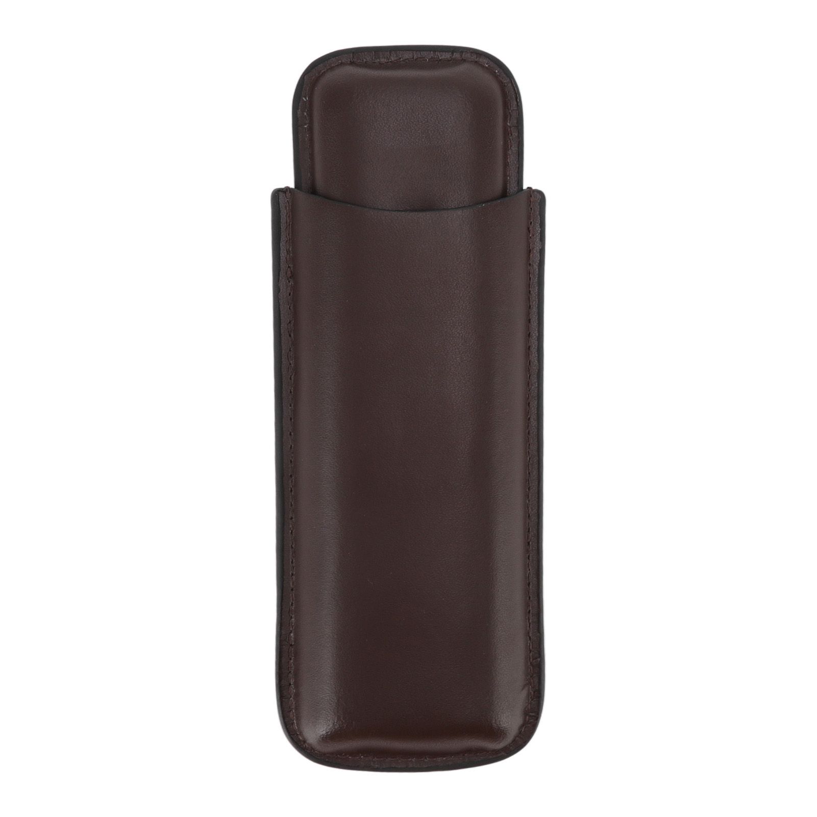Leather Cigar Case Portable 2 Finger Cigar Holder for Travel Business Trip Boyfriend Gifts Deep Coffee