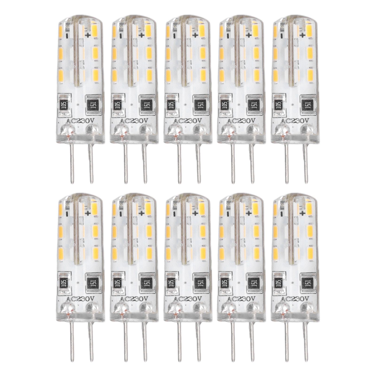 10 Pcs G4 LED Bulbs Bi Pin Base Silicone Warm White 3000K 1.5W AC220V 110LM Landscape Bulbs Replacement