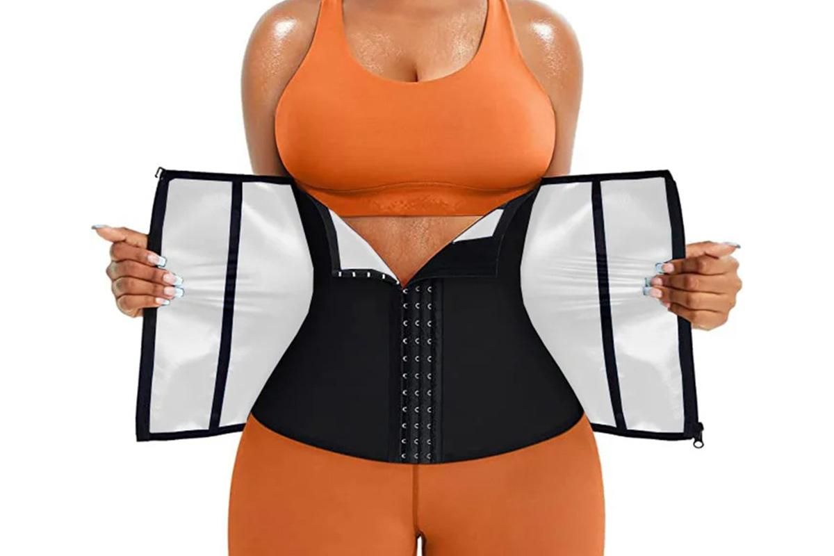 Women's Workout Waist Trainer - 3-Row Hook & Zip Slimming Belt for Yoga & Fitness - Silver & XL