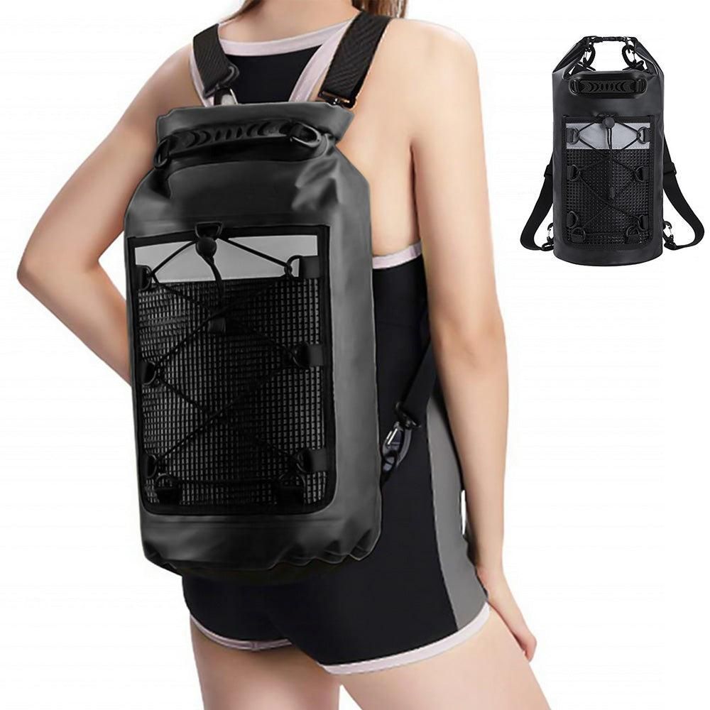 Roll-Top Backpack Dry Bag with Handle for Fishing Boating and Camping Black - S