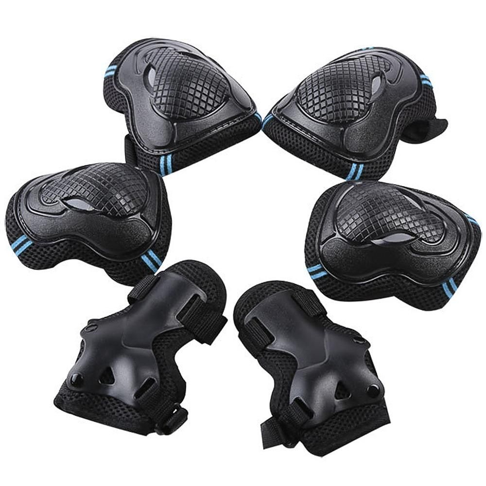 6Pcs Protective Gear Set Knee Elbow Wrist Guards for Skateboard Cycling Riding - L