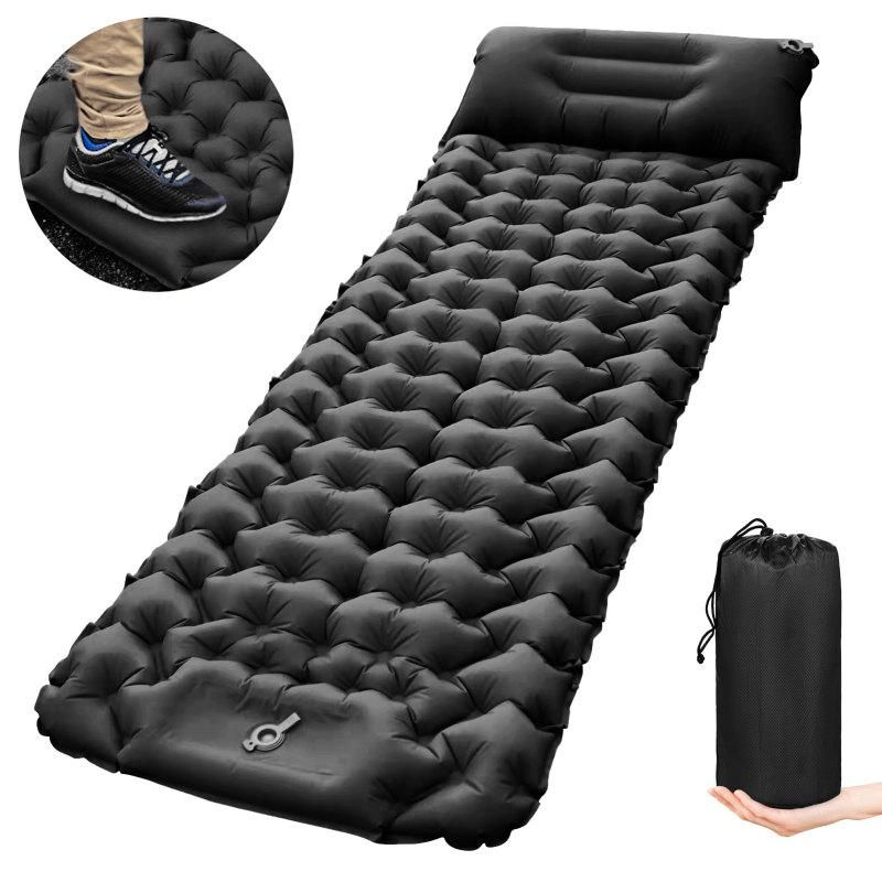 Camping Sleeping Pad with Pillow Built-in Pump Ultralight Inflatable Sleeping Mat Waterproof