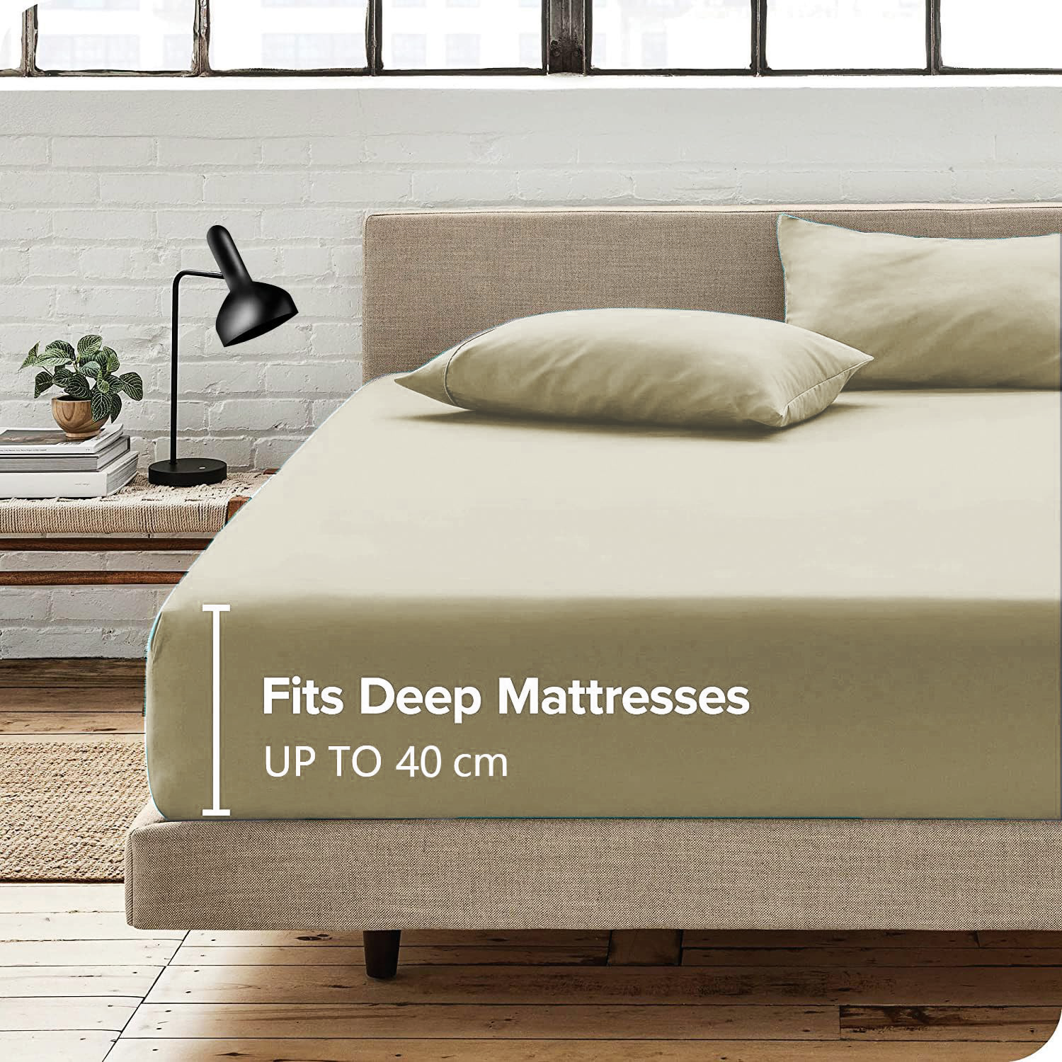 2 Piece Fitted Sheet Set- Fitted Sheet & Pillowcases -Breathable Bedding - Wrinkle, Fade, Stain Resistant- 40cm Deep Pocket Fitted Bed Sheet Set(Cream White,Single)