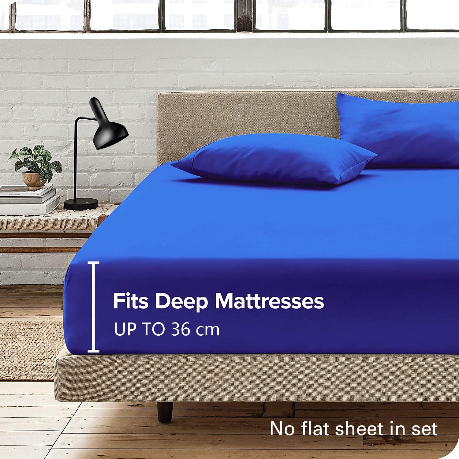 3 Piece Fitted Sheet Set- Fitted Sheet & Pillowcases -Breathable Bedding - Wrinkle, Fade, Stain Resistant- 40cm Deep Pocket Fitted Bed Sheet Set(Royal blue,Super King)