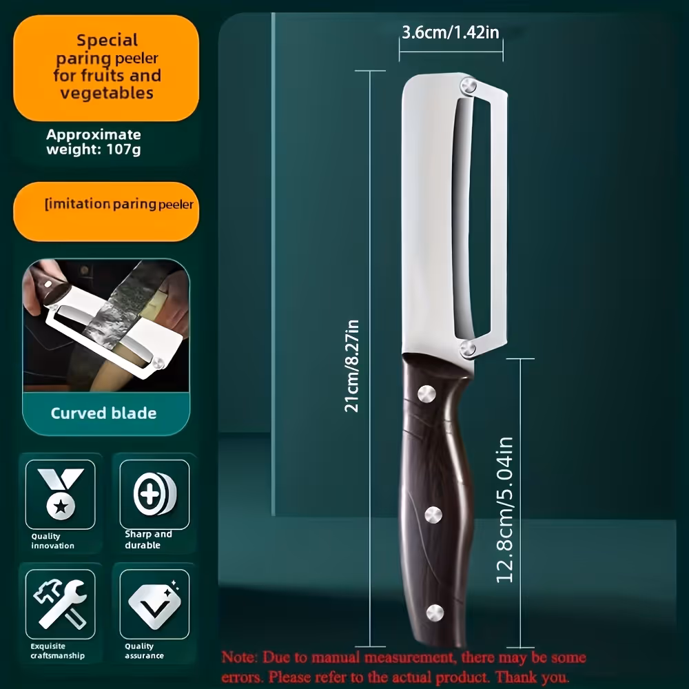 Heavy-duty stainless steel vegetable peeler and slicer - multi-functional kitchen tool with straight blade and ergonomic non-slip handle.